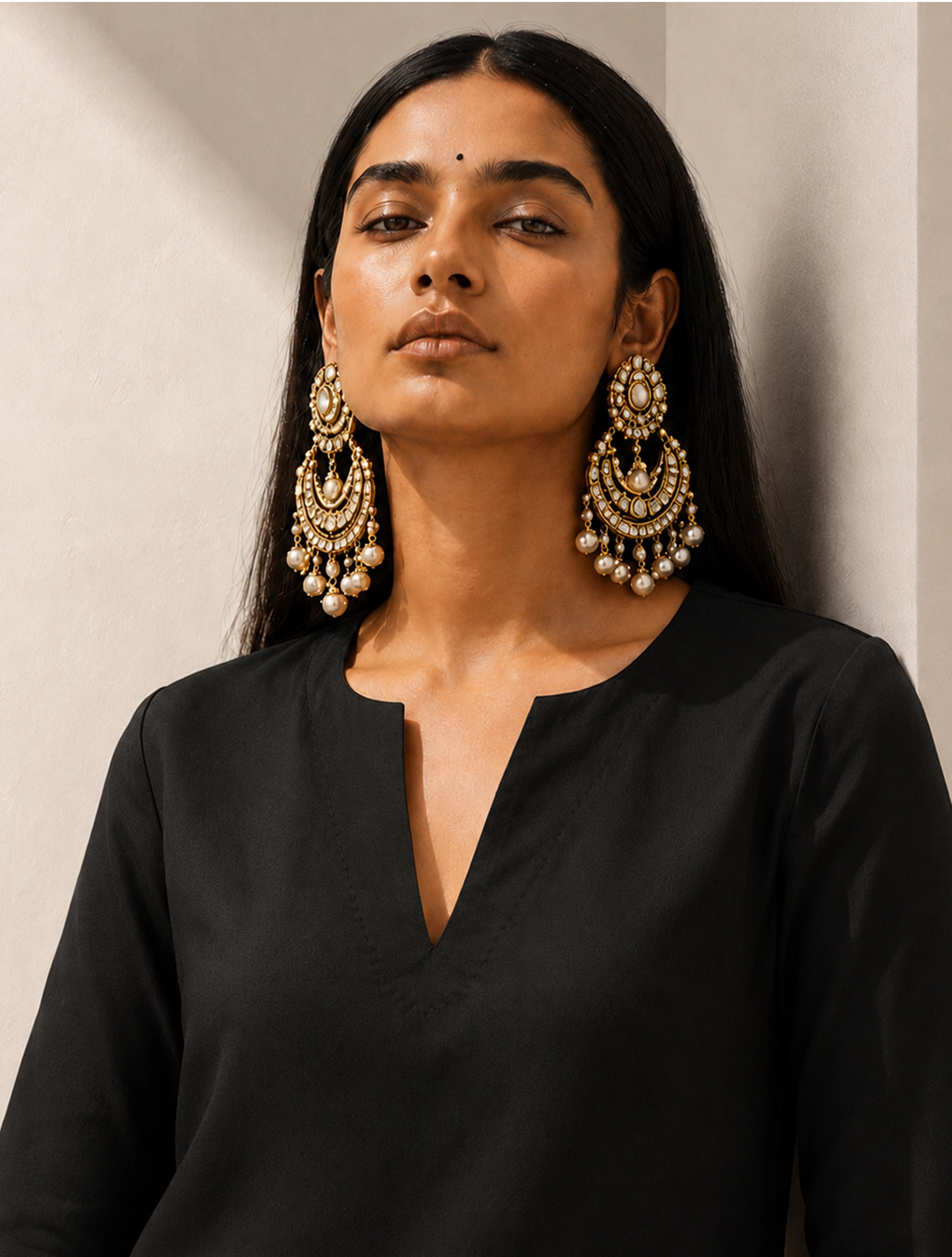 trueBrowns Black Solid Viscose Kurta Co-Ord Set