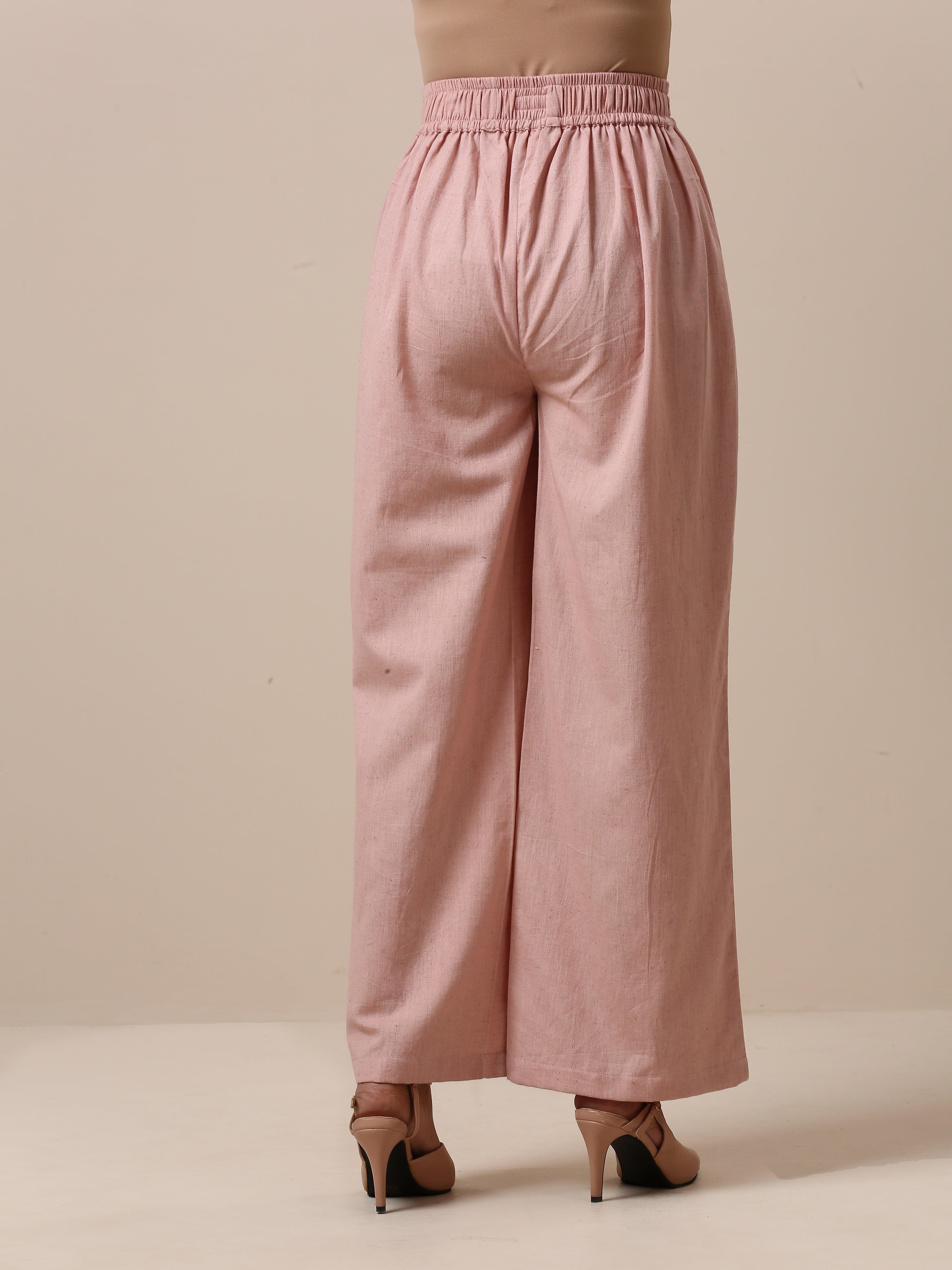 Cotton Rose Pink High Waist Pant - trueBrowns