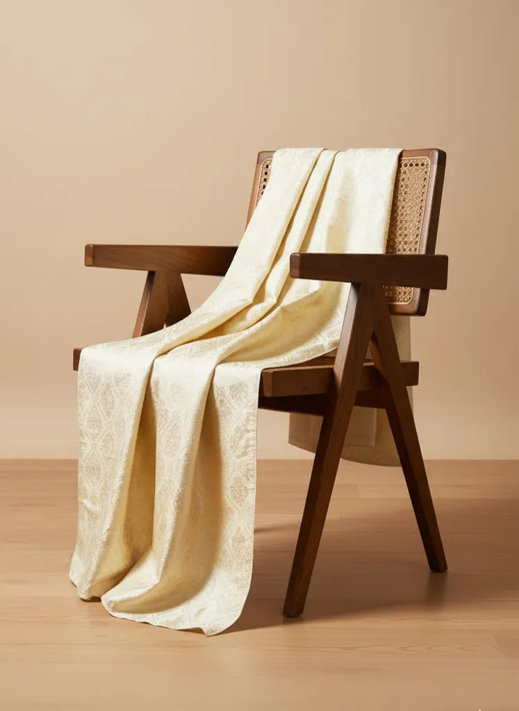 trueBrowns Ivory Floral Brocade Dupatta