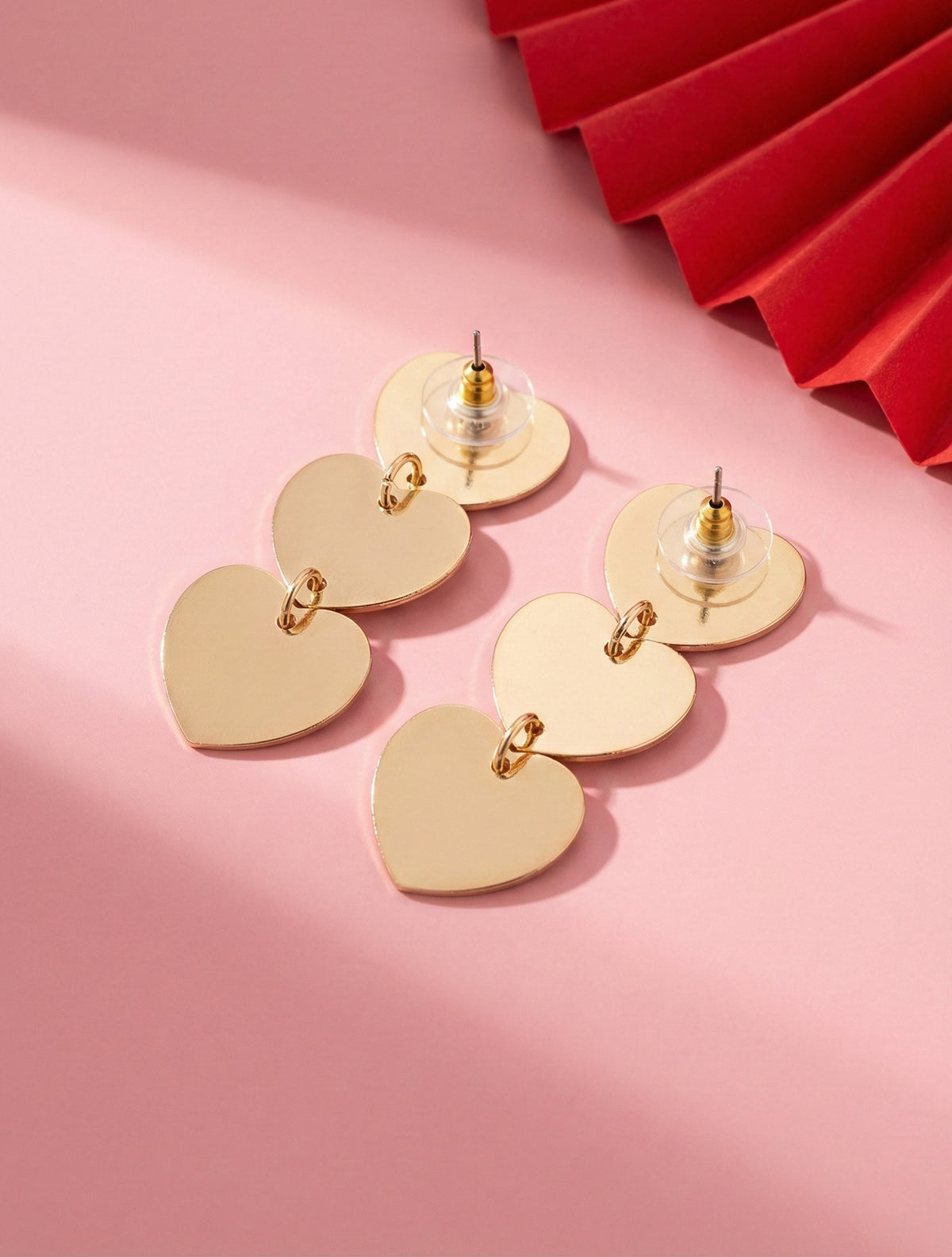 trueBrowns Heart Metallic Drop Earrings