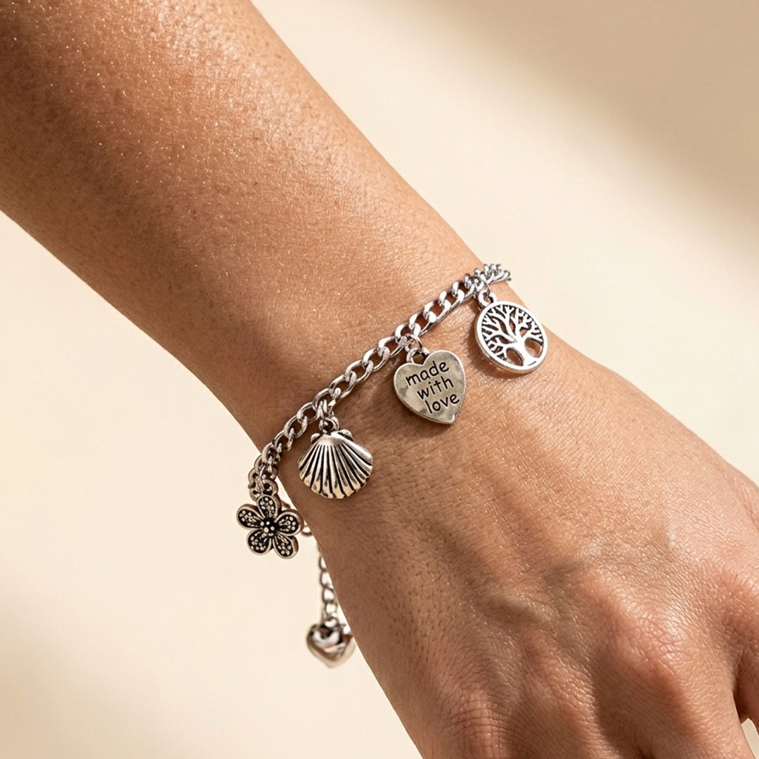 trueBrowns Multi Charm Bracelet Rakhi (Silver)
