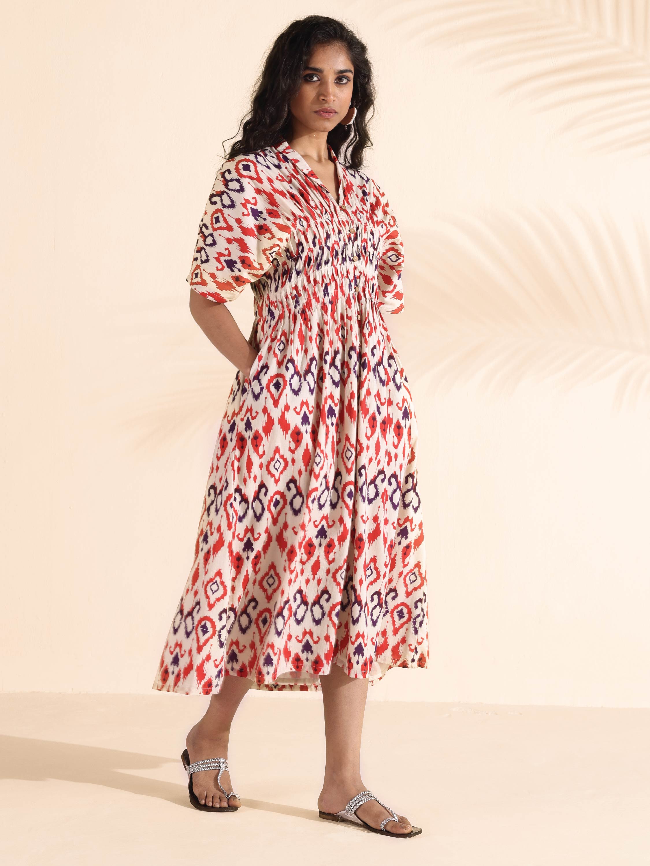 trueBrowns Carrot Cotton Ikat Dress