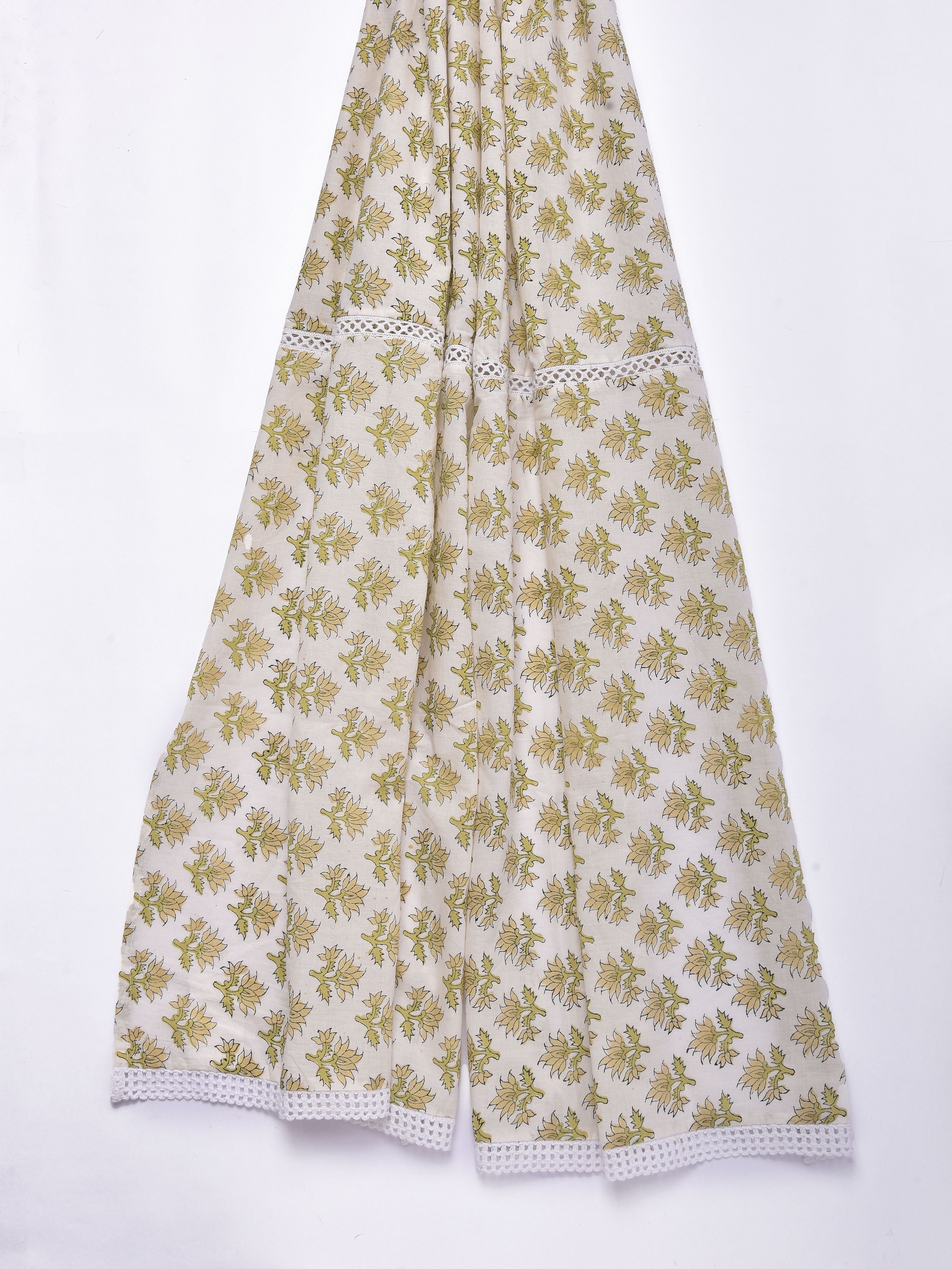 Green Buta On Off White Print Cotton Stole