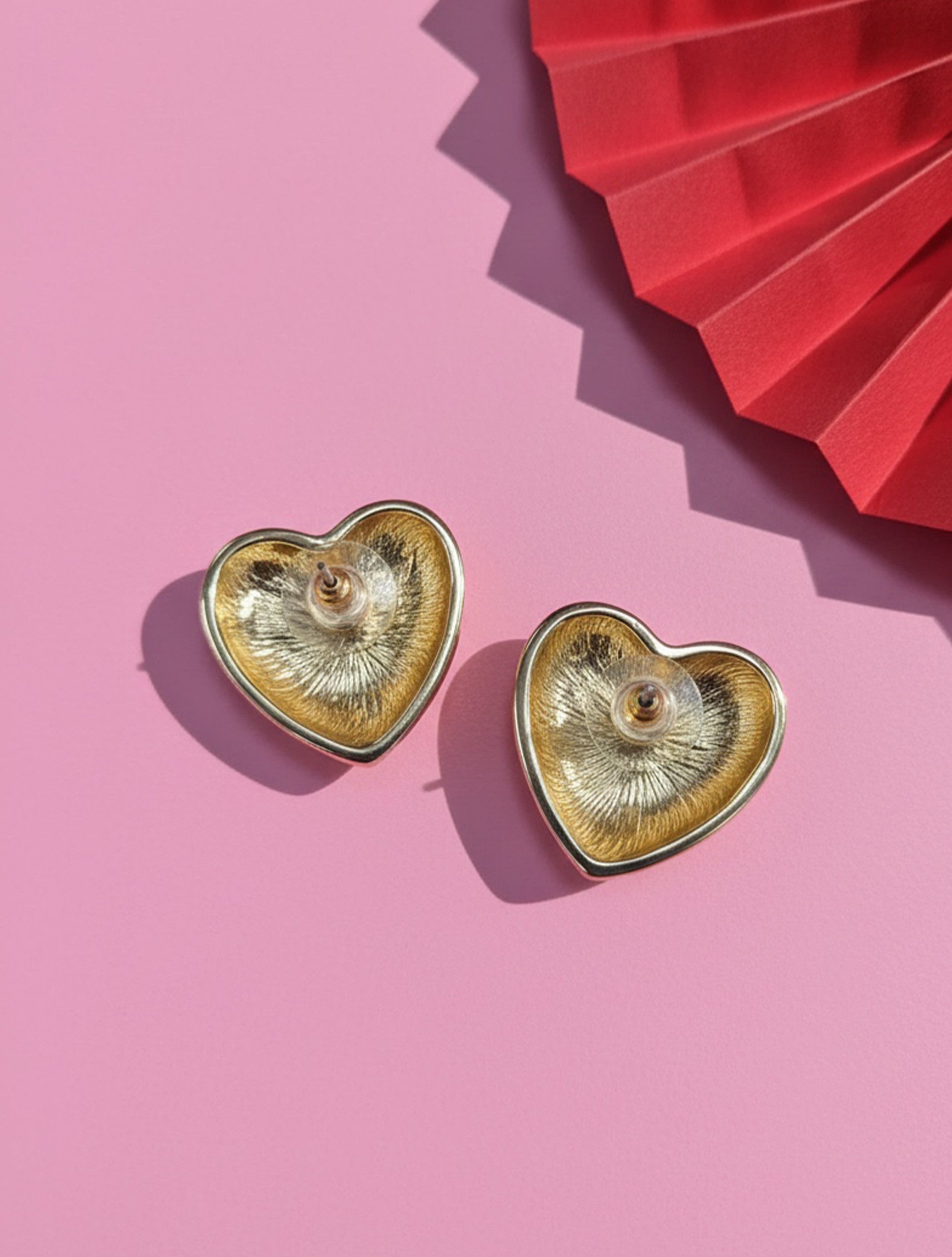 trueBrowns Gold Heart Statement Studs