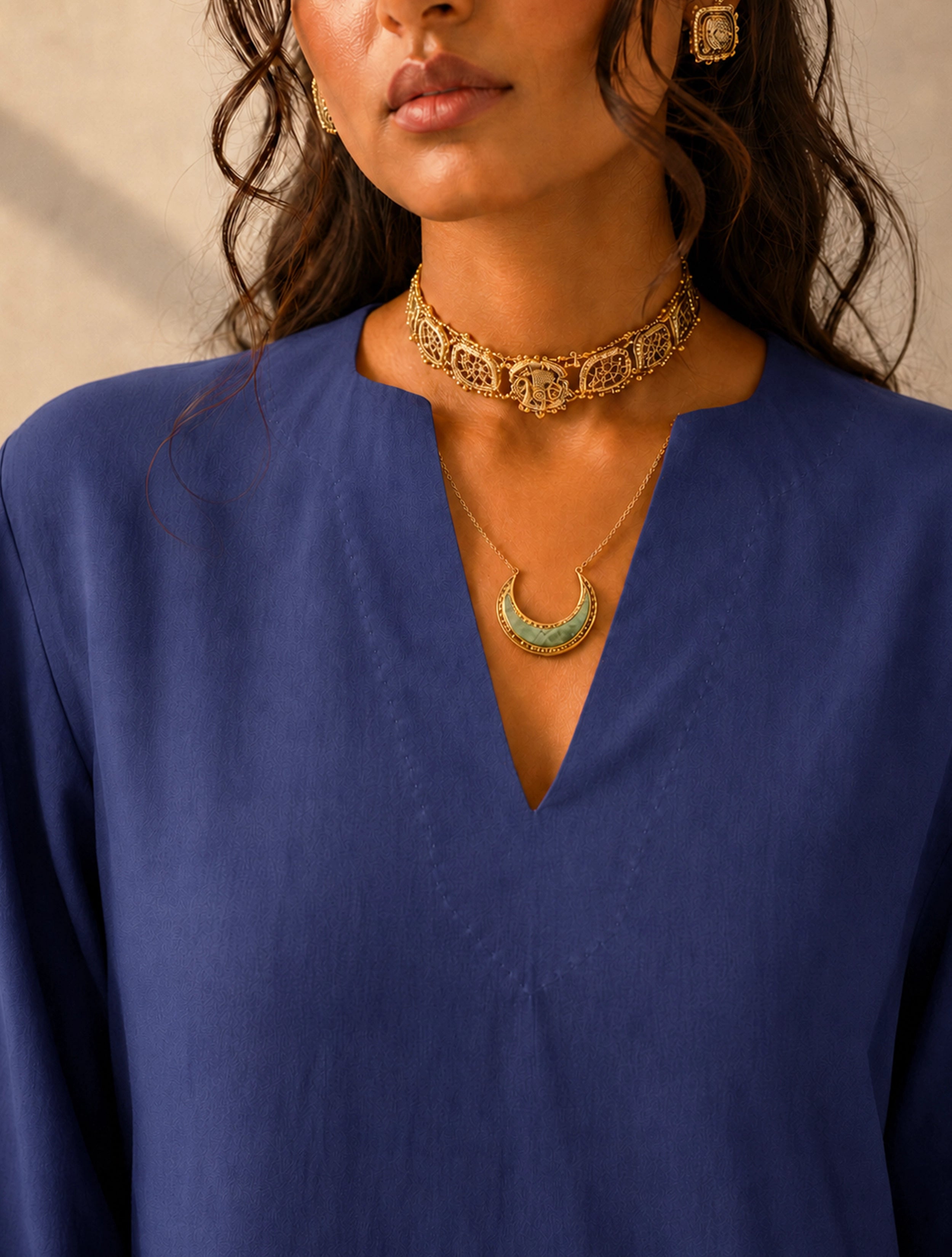 trueBrowns Blue Solid Viscose Co-Ord Set