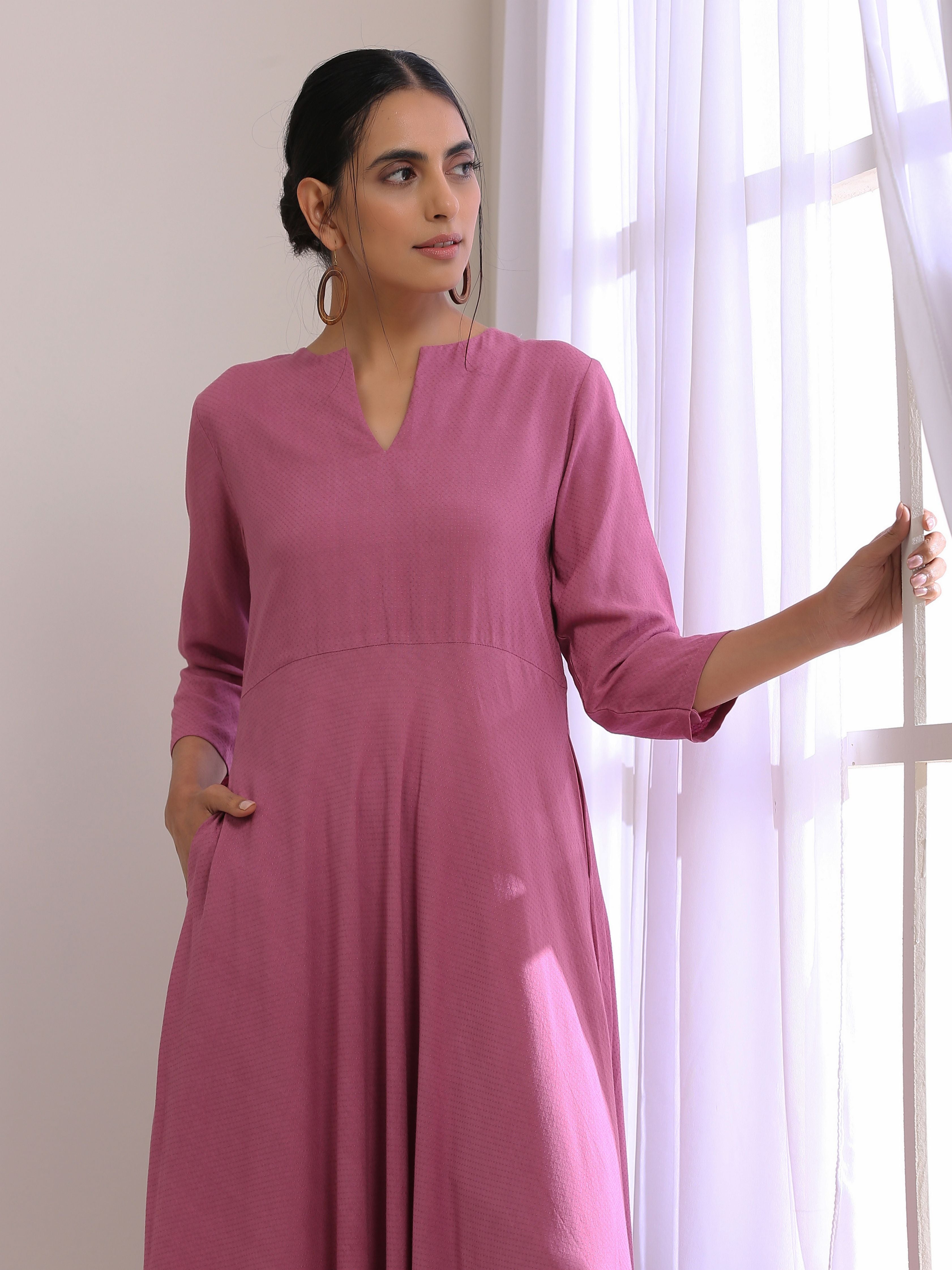 Onion Pink Dobby Anarkali Pant Set