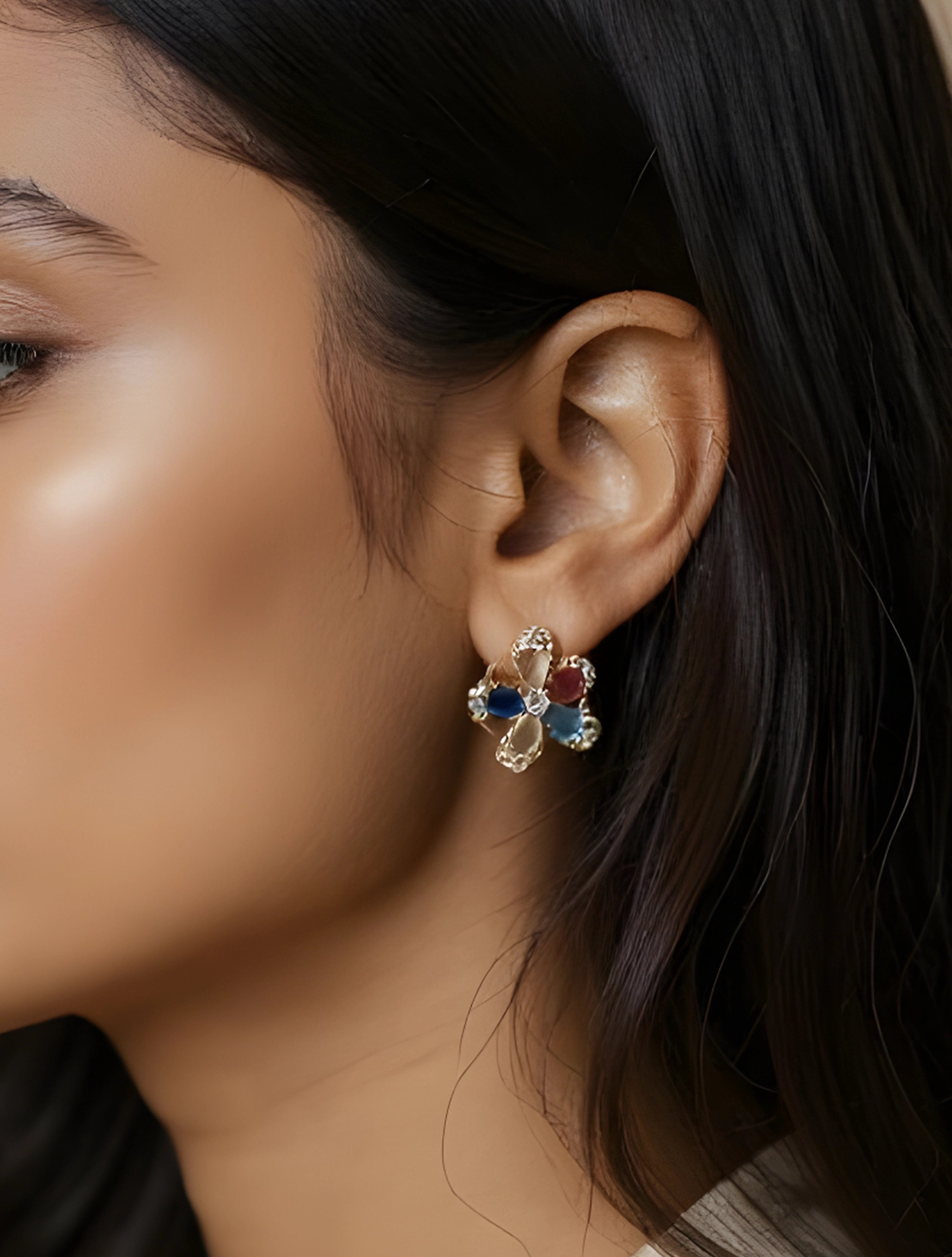 trueBrowns Multi Color Petal Earrings