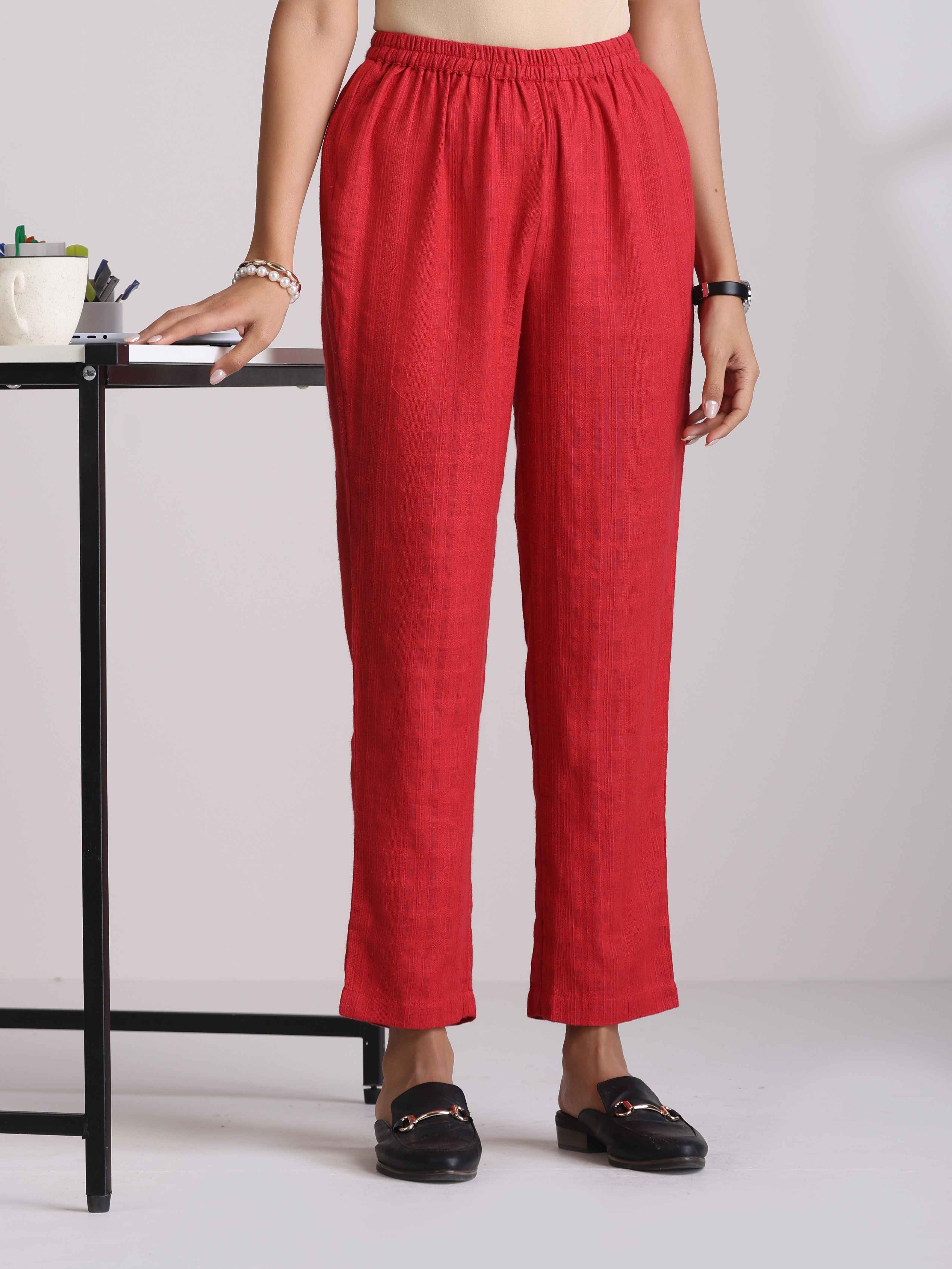 trueBrowns Red Cotton Dobby Co-ord set