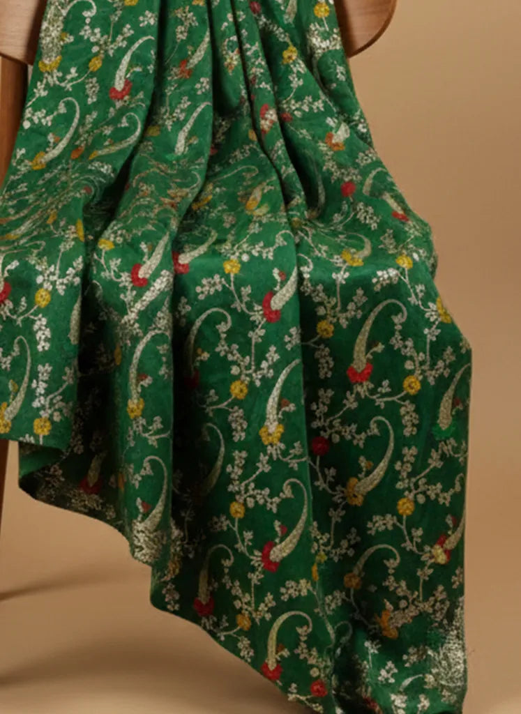 trueBrowns Green Paisley Brocade Dupatta