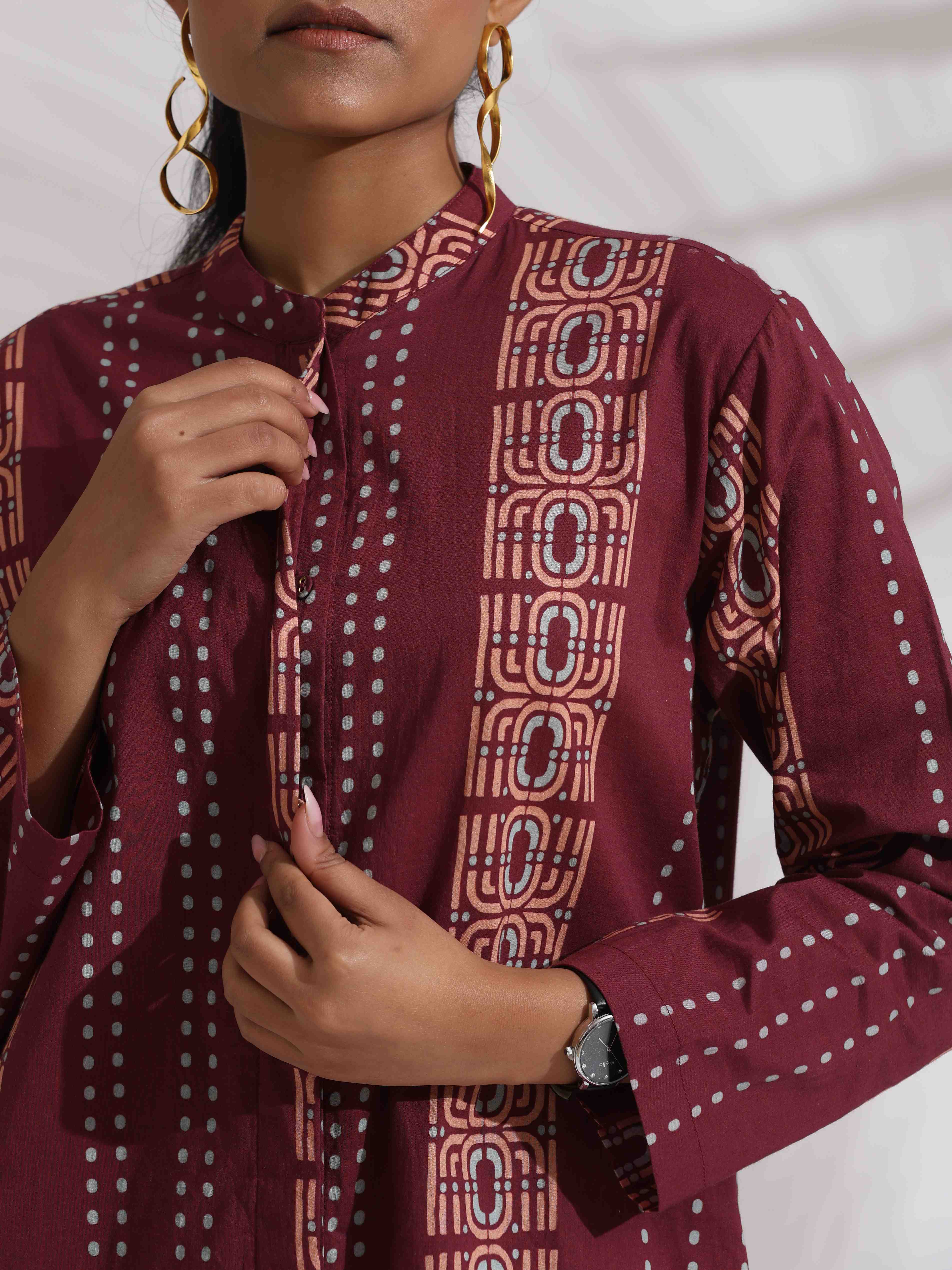 trueBrowns Purple Cotton Print Short Co-ord Set