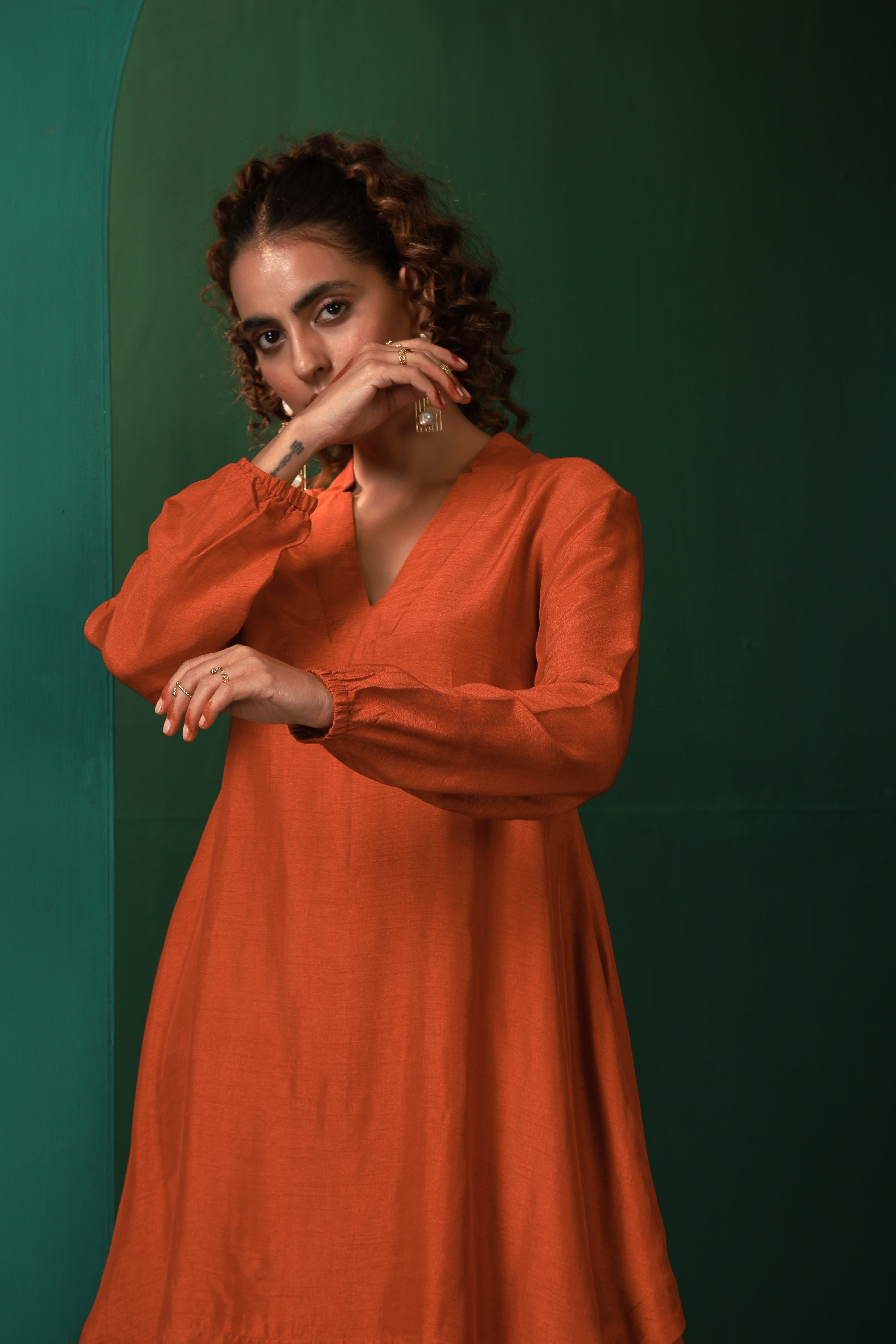 trueBrowns Rust Silk Collar Co-ord Set