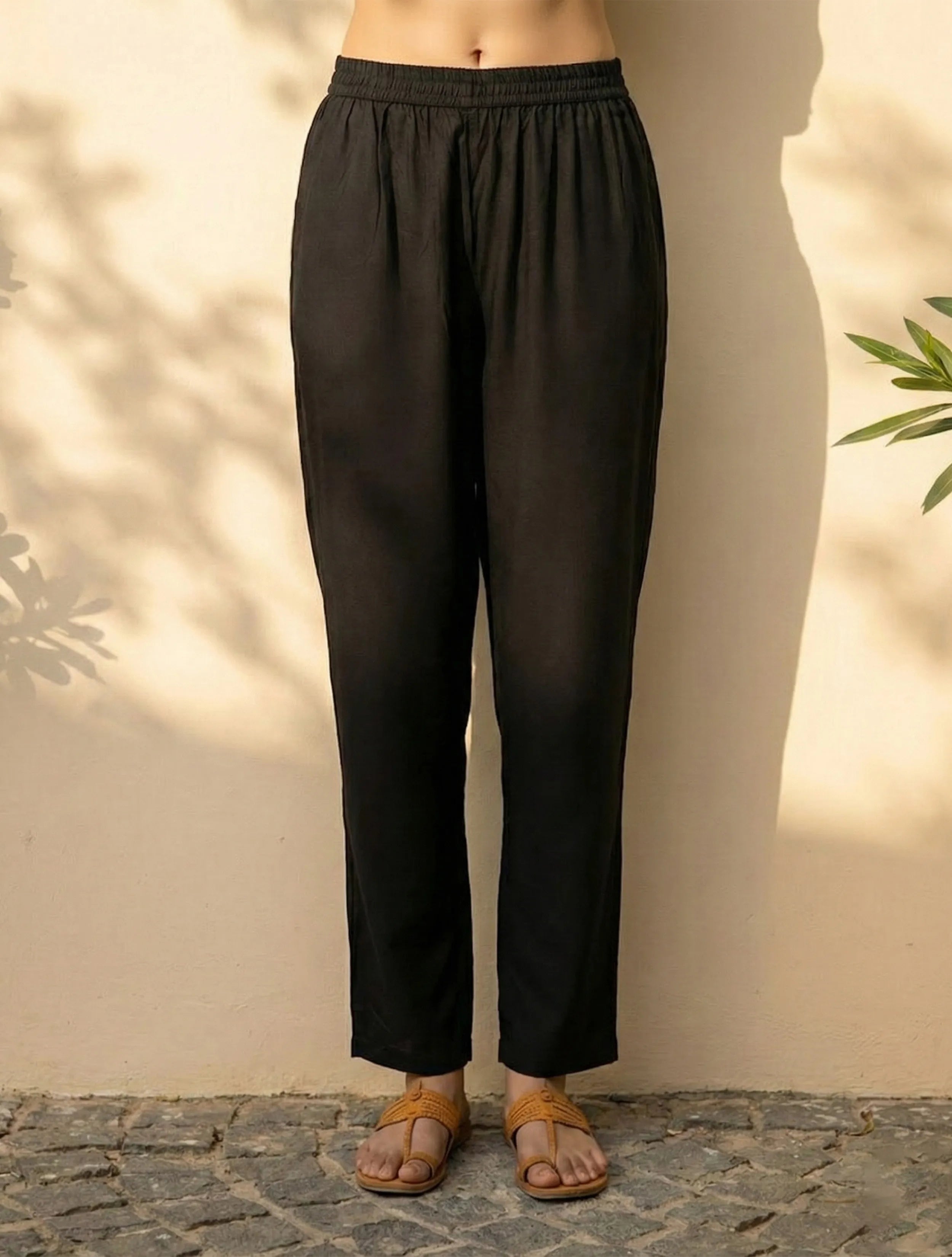 trueBrowns Black Print Embroidered Kurta Pant Dupatta Set