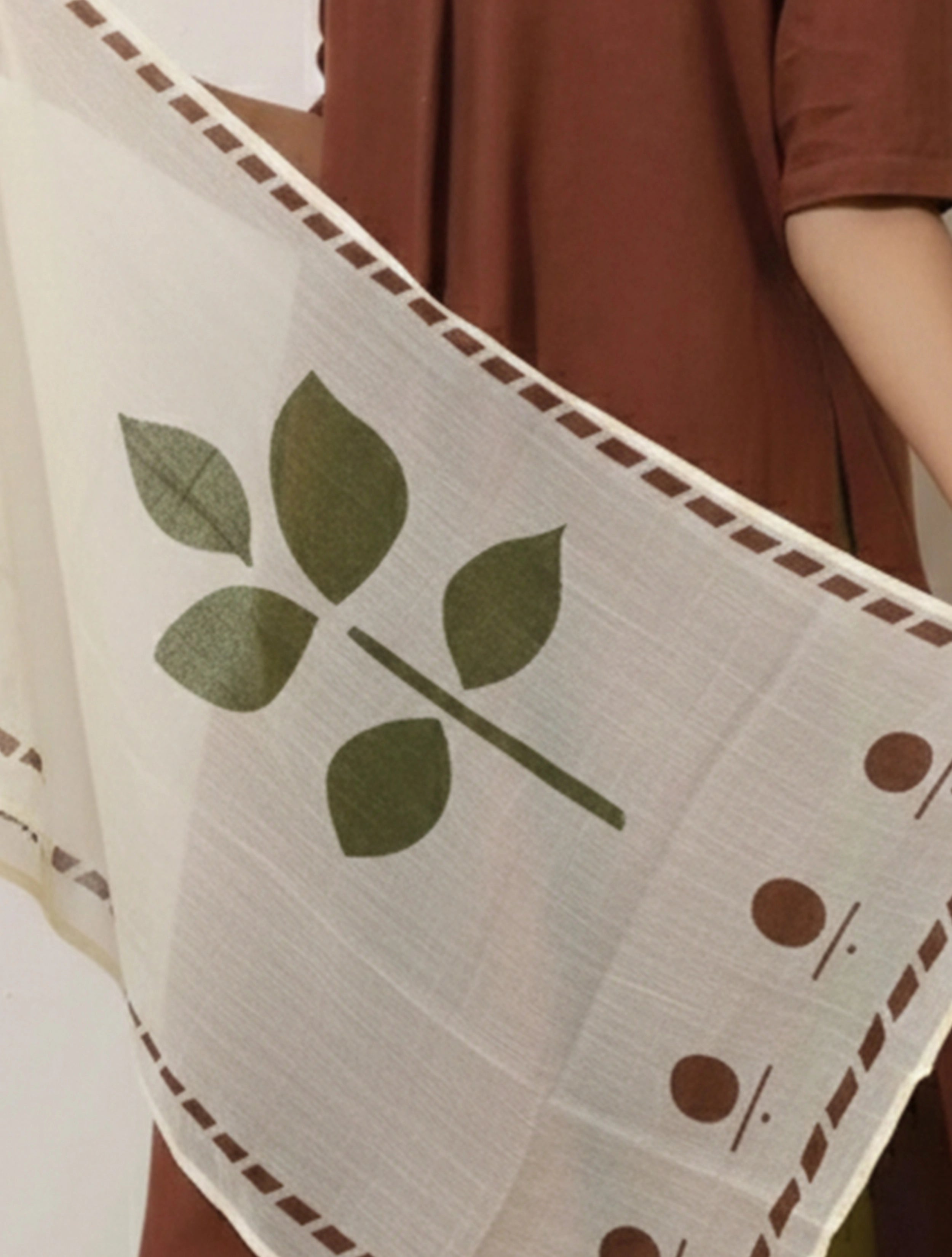 trueBrowns Leaf Life Hand Block Print Cotton Scarf