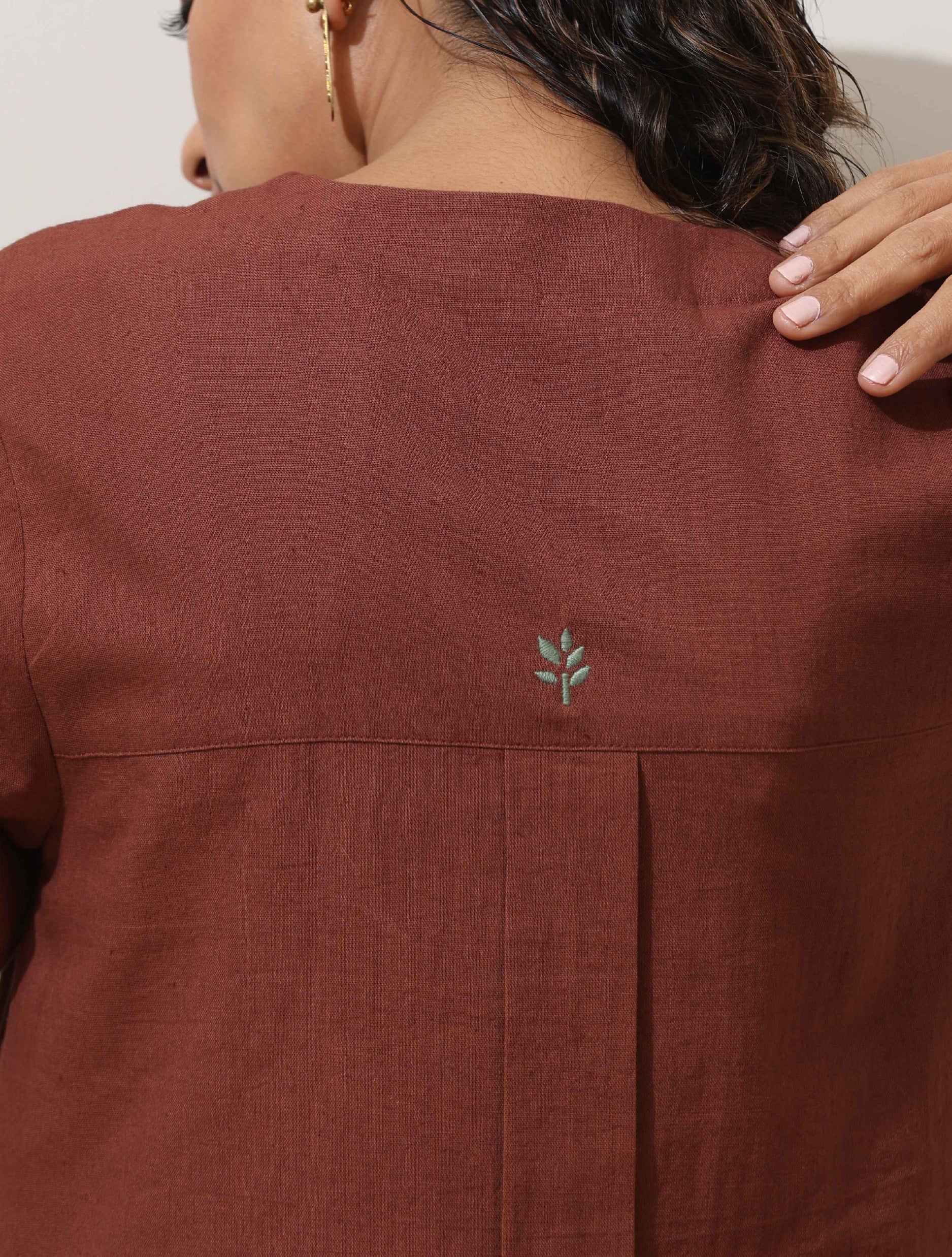 trueBrowns Brown Cotton Linen Kurta Pant Set