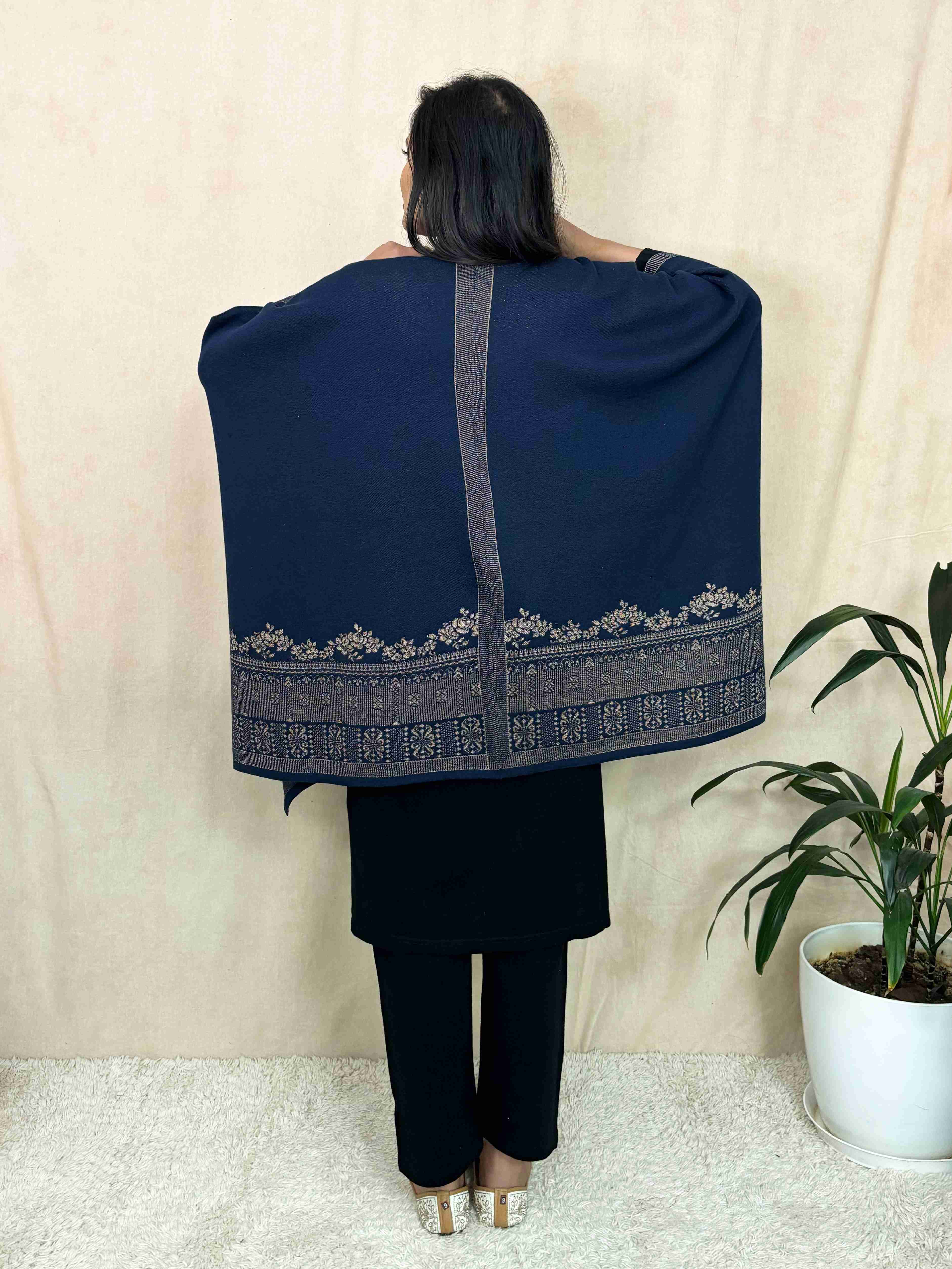 trueBrowns Blue Woollen Kaftan Cape