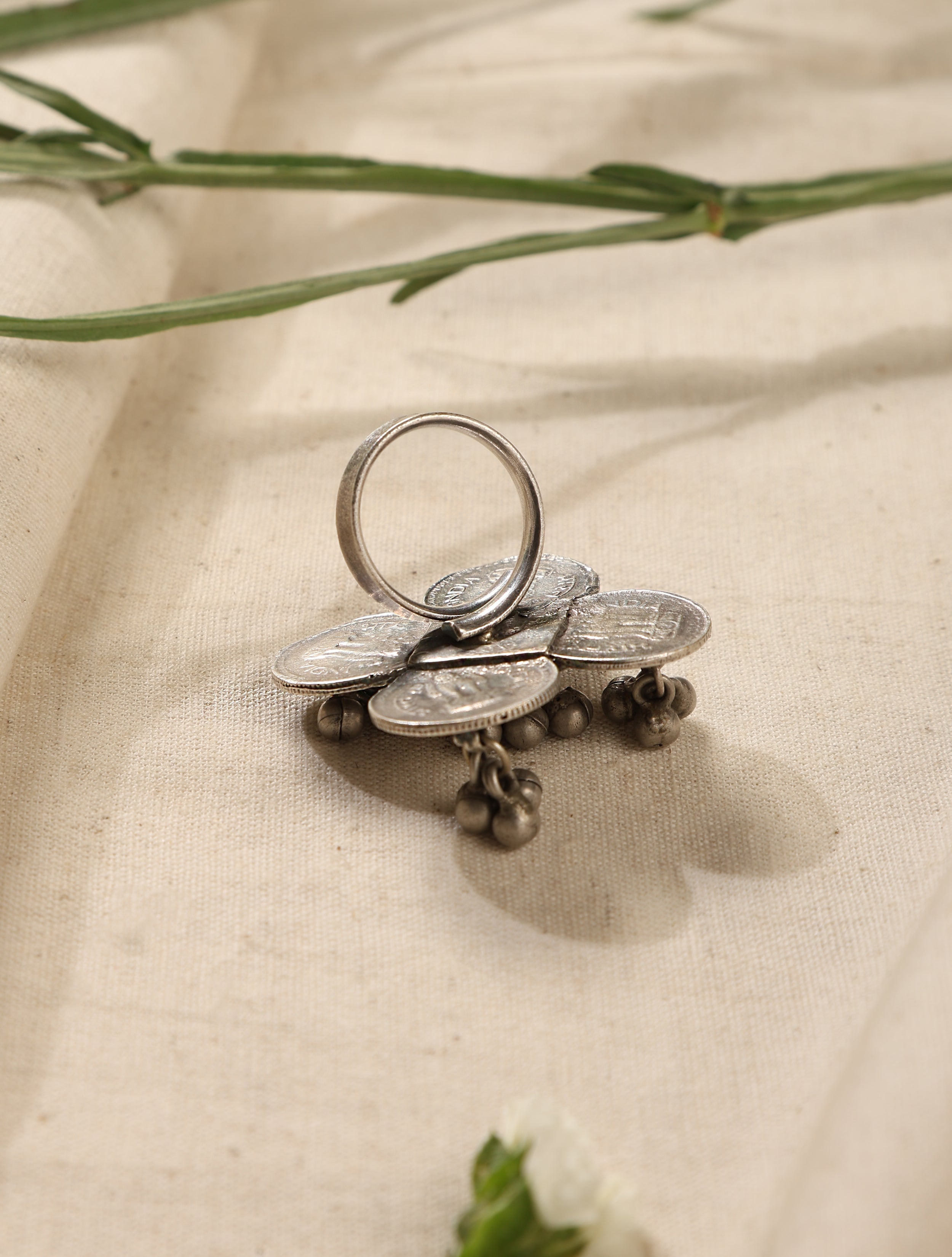 trueBrowns Silver Coin Cluster Ring