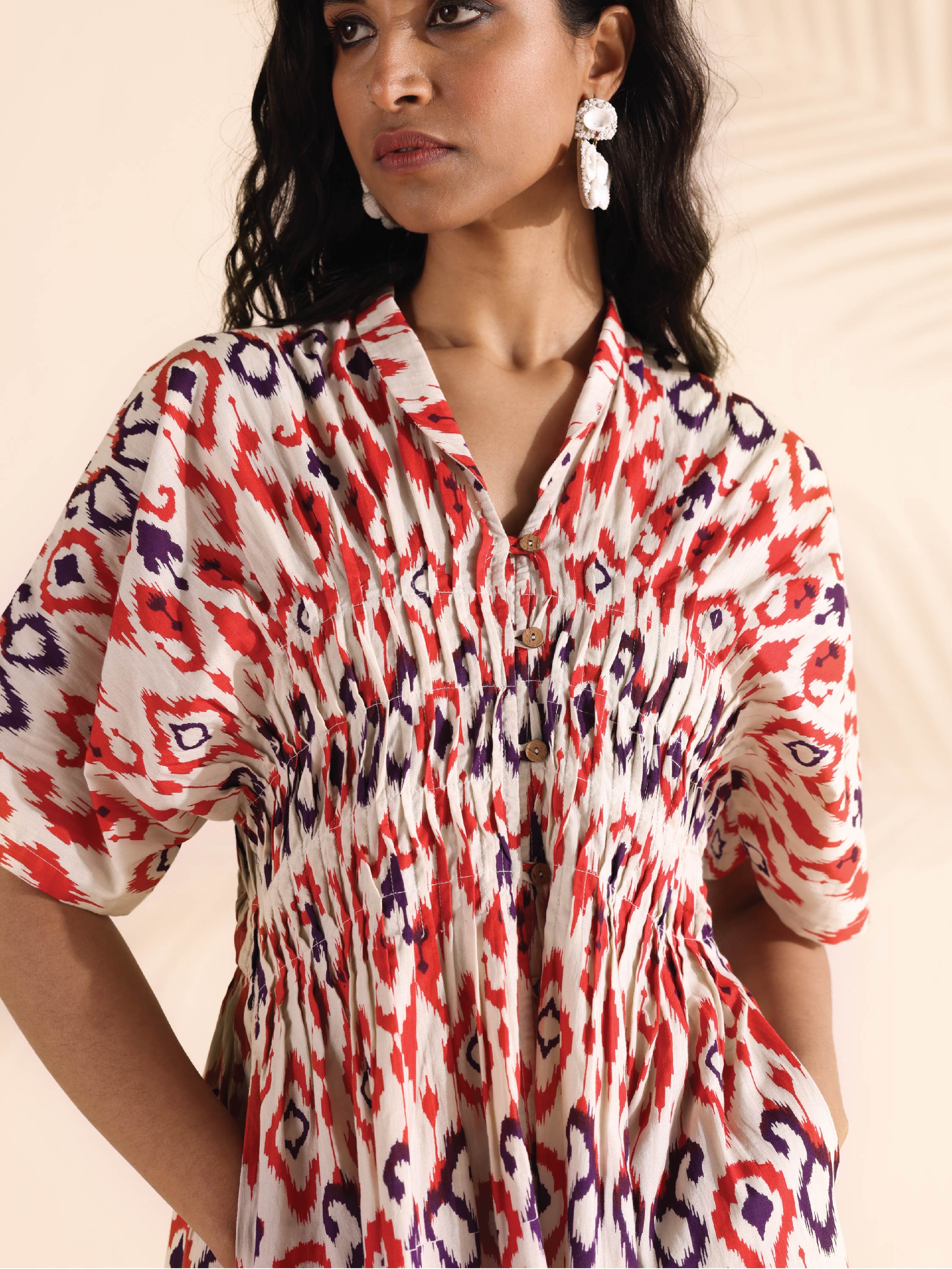 trueBrowns Carrot Cotton Ikat Dress