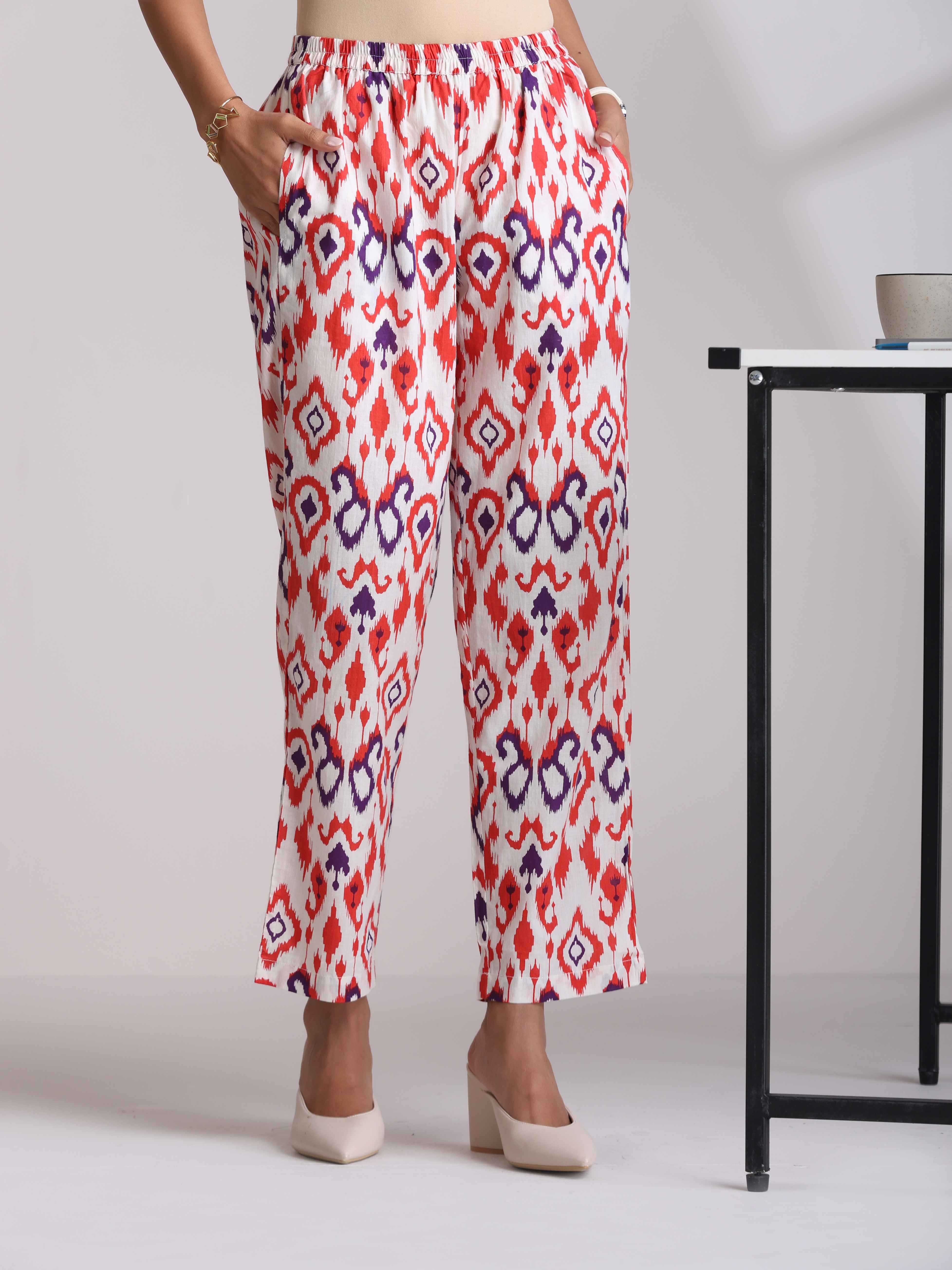 trueBrowns Carrot Cotton Ikat Flared Co-ord Set