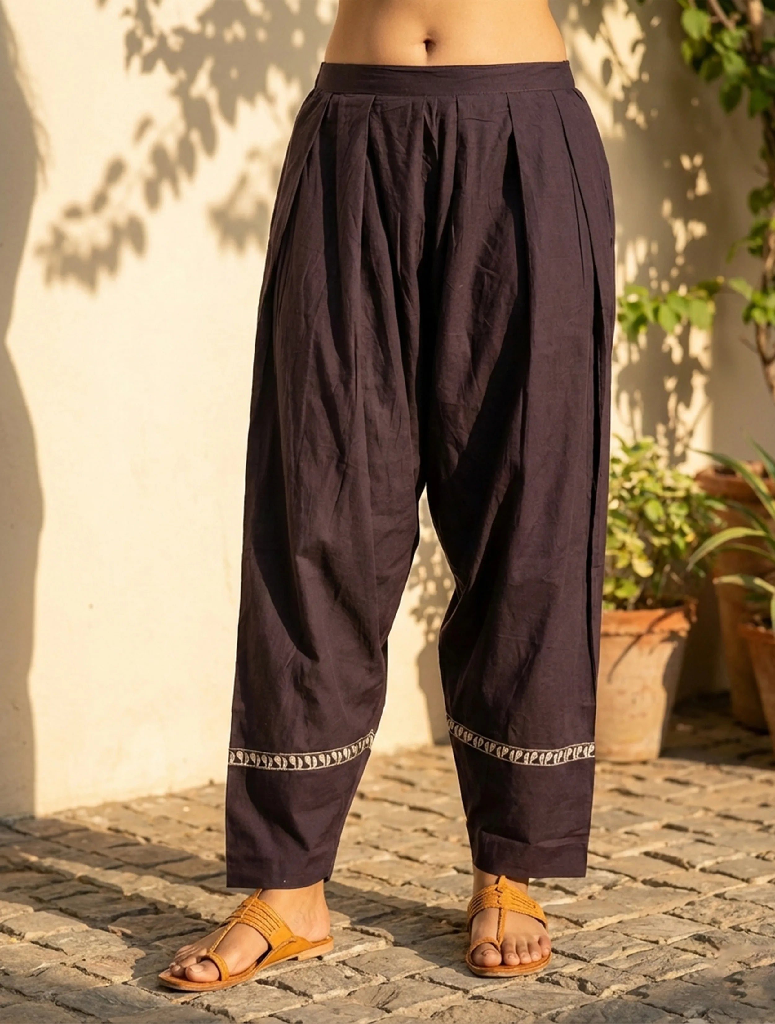 trueBrowns Black Embroidered Kurta Farsi Pant Dupatta Set