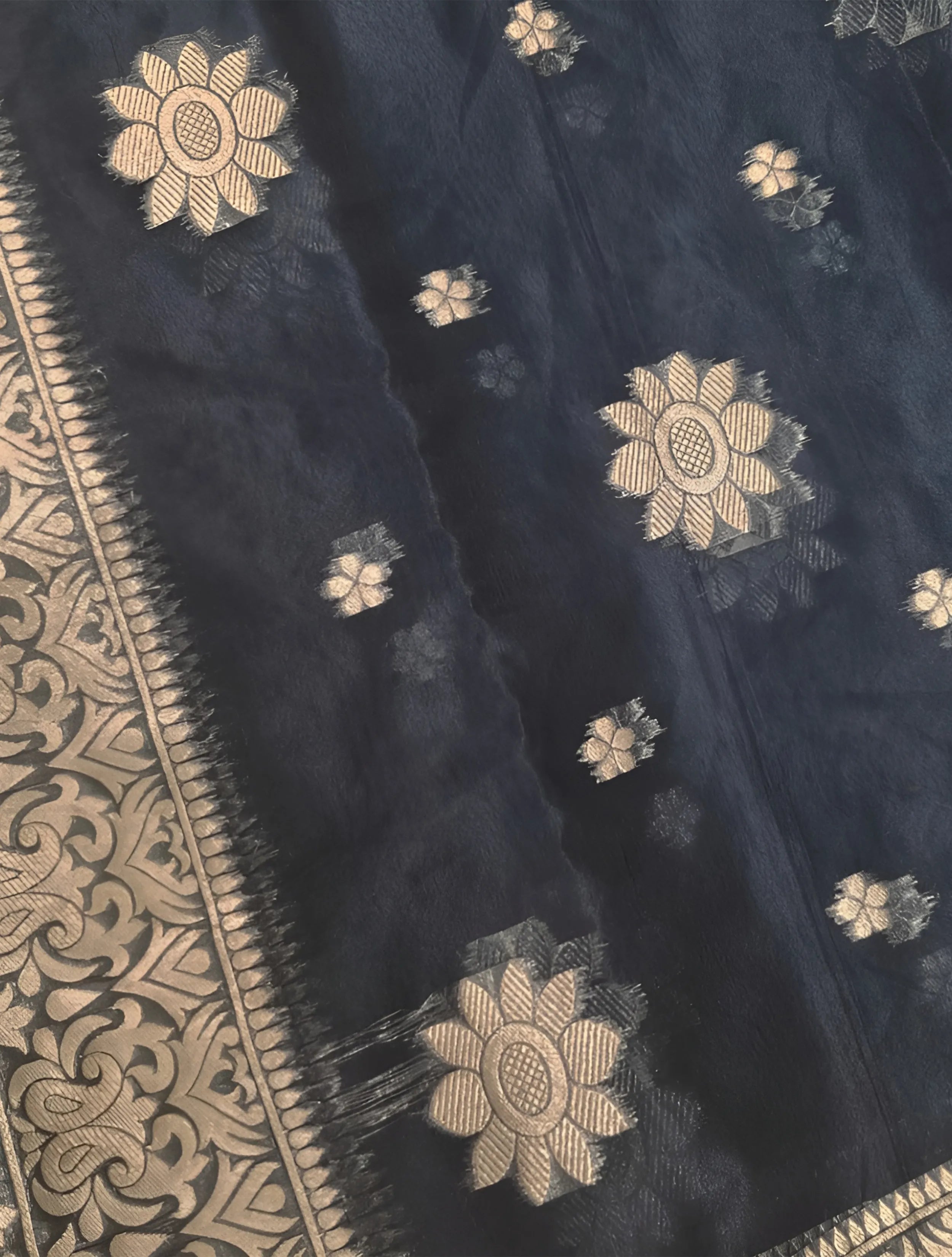 trueBrowns Navy Zari Jacquard Dupatta