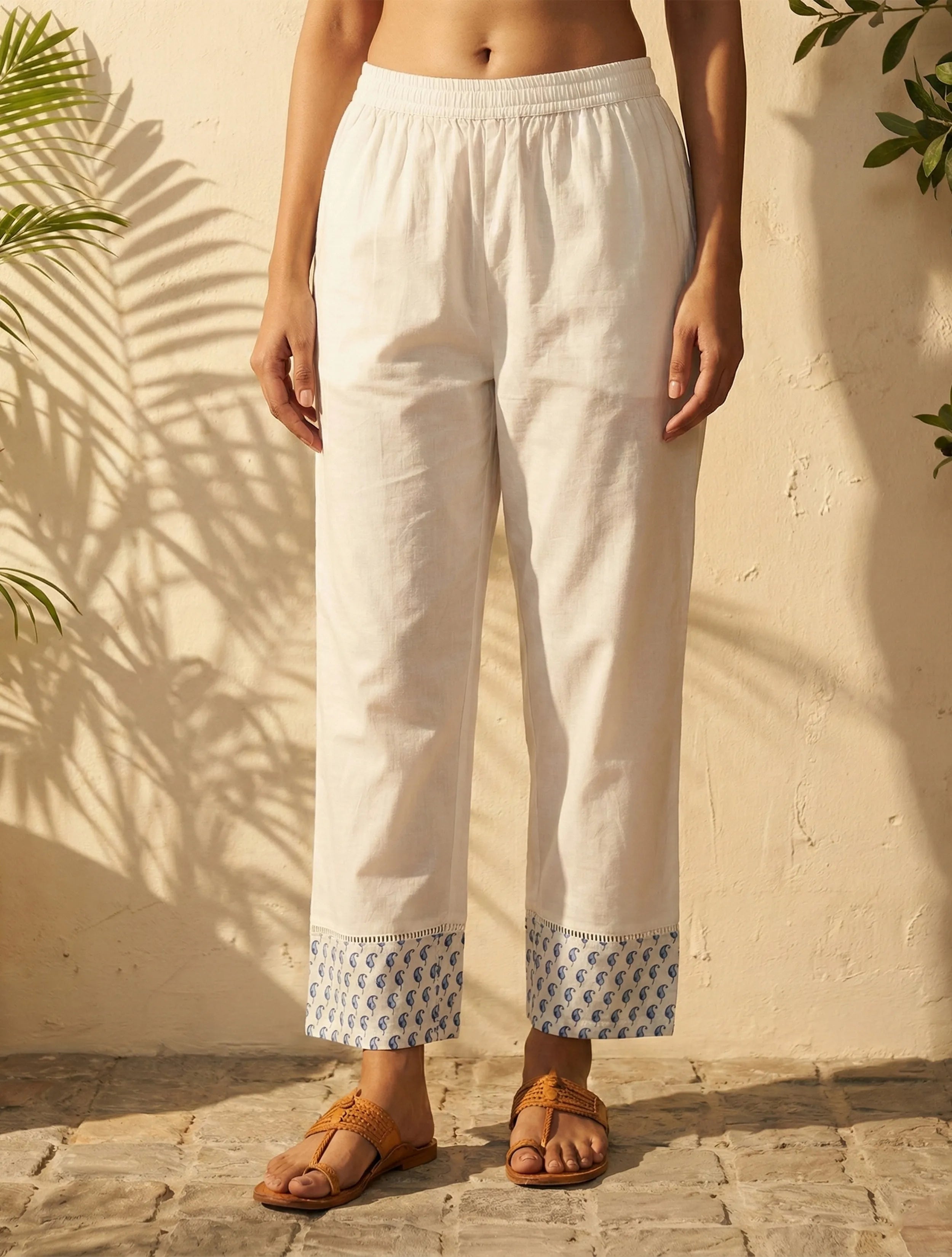 trueBrowns White Blue Printed Anarkali Kurta Pant Dupatta Set