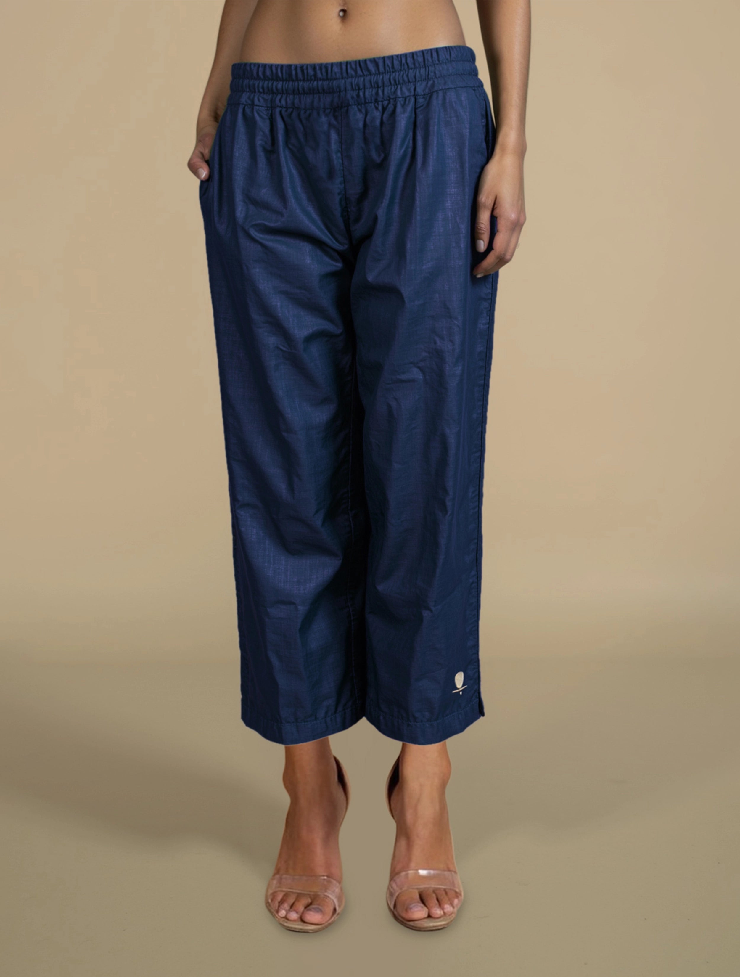 trueBrowns Blue Brocade Straight High-Slit Kurta Co-ord Set