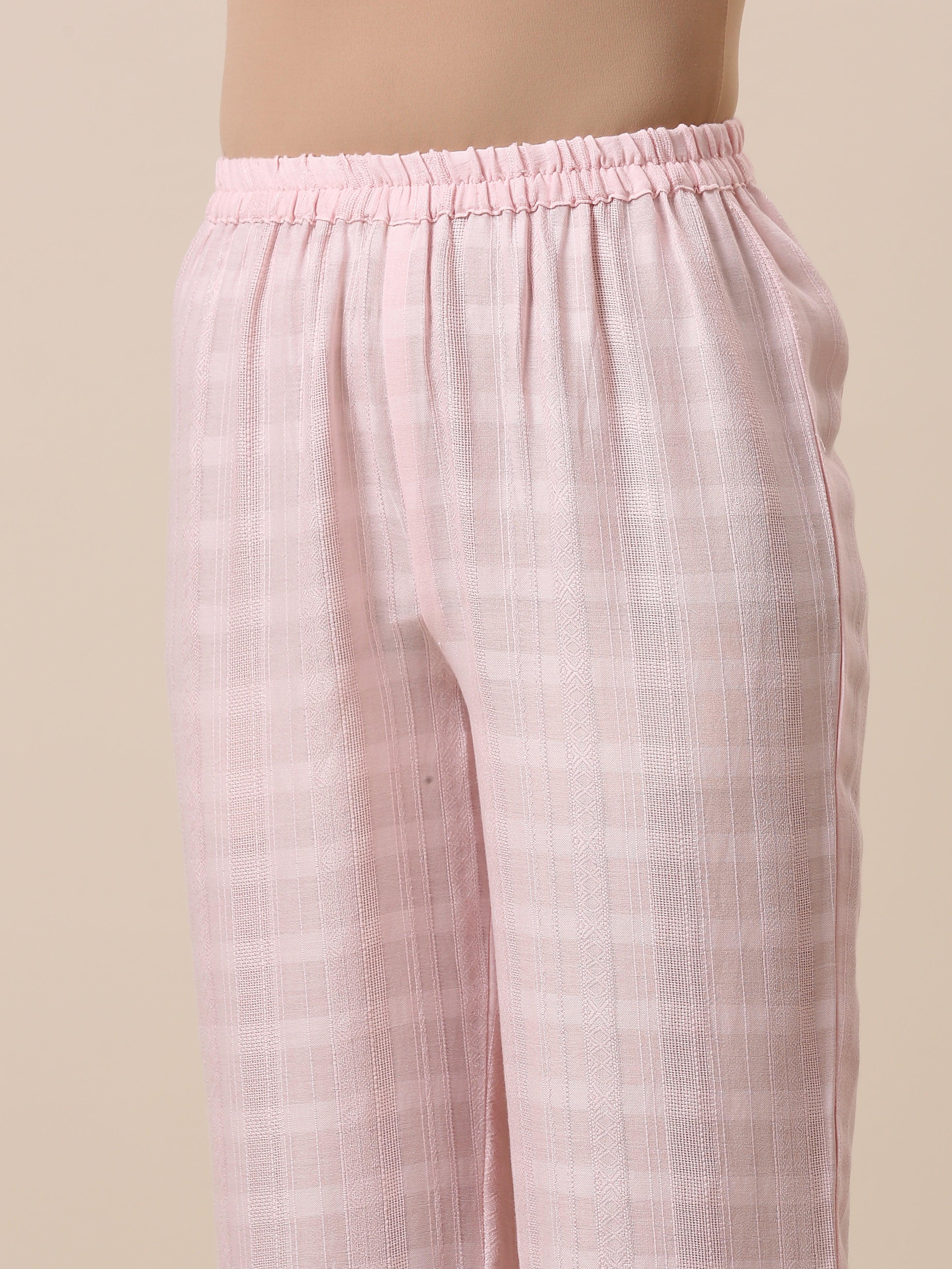 Cotton Rose Pink Flared Kurta Pant Set - trueBrowns