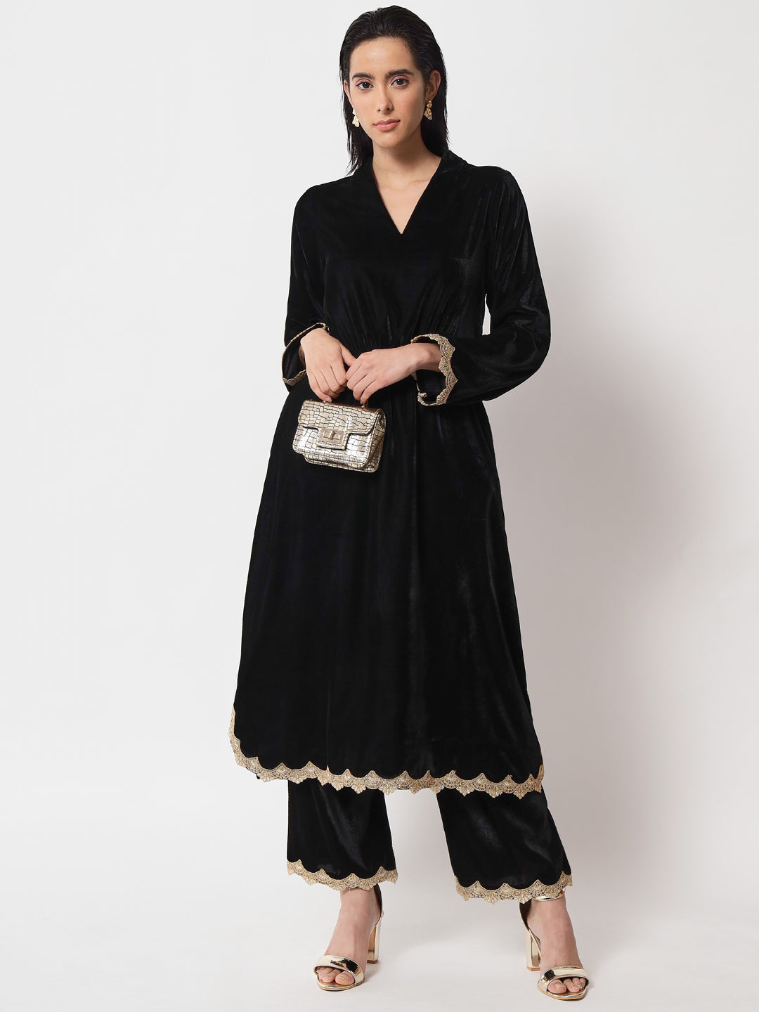 Black Velvet Lace Pant