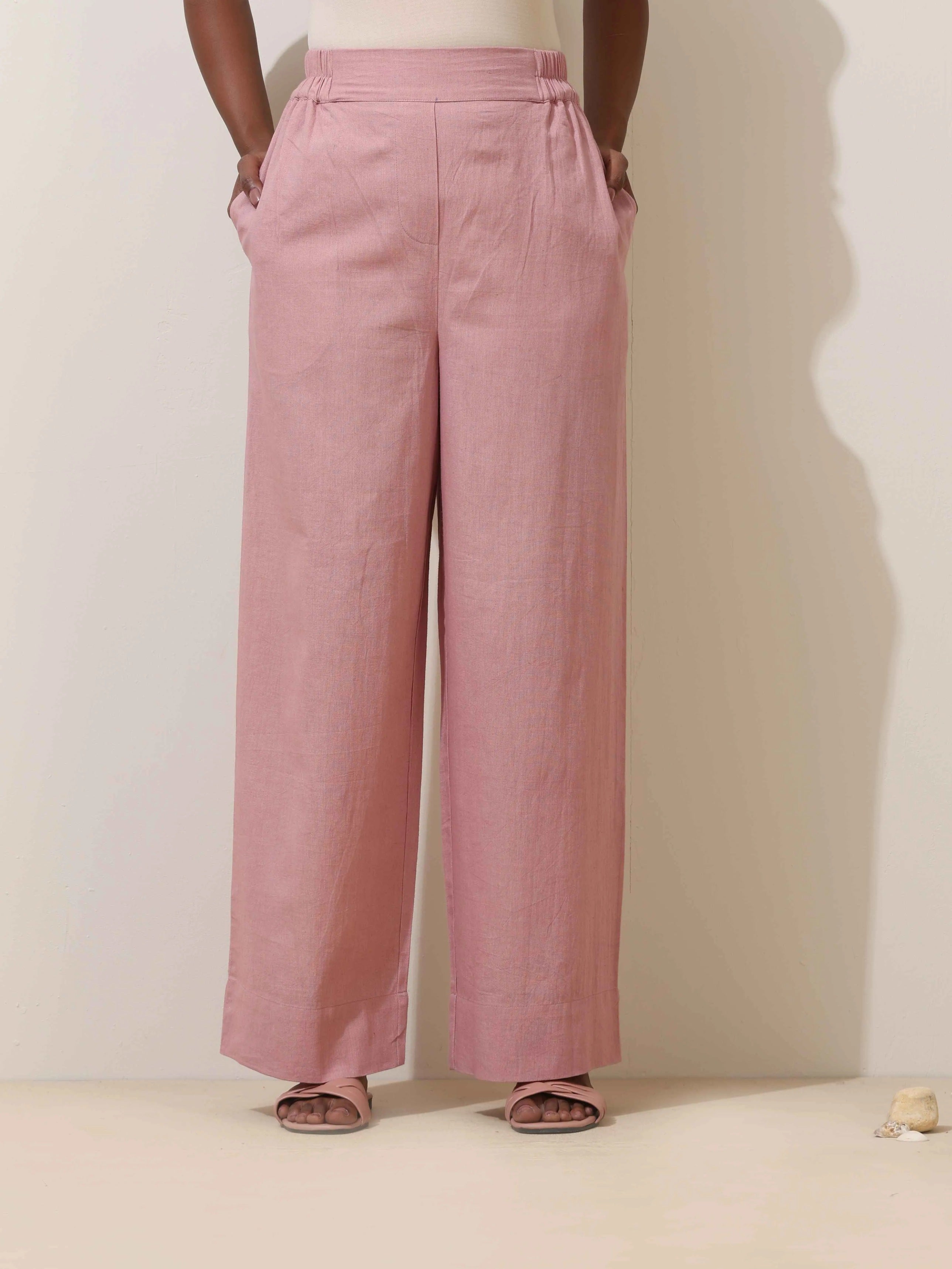 trueBrowns Pink Cotton Linen Co-Ord Set