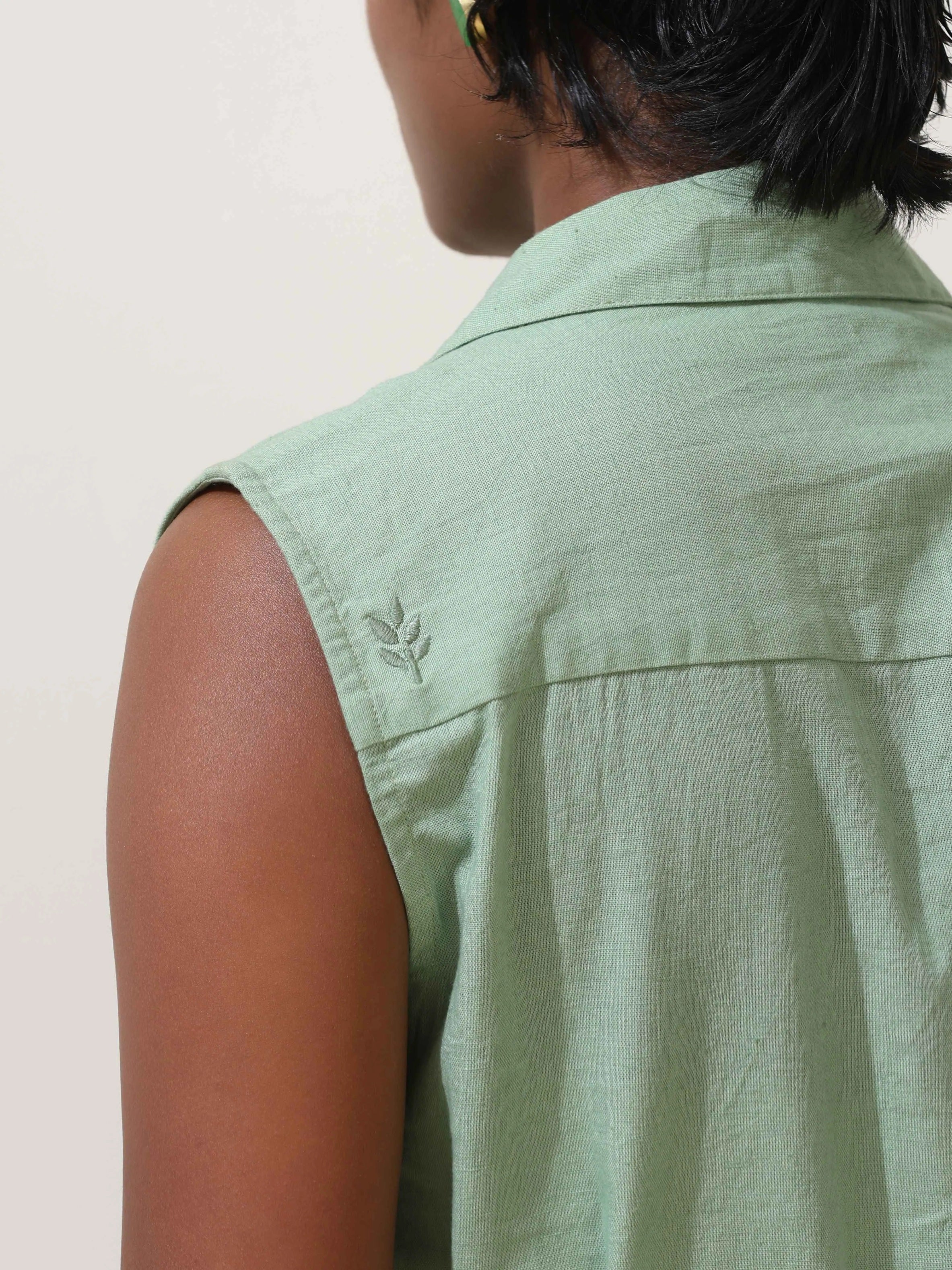 trueBrowns Mint Green Cotton Linen Co-Ord Set
