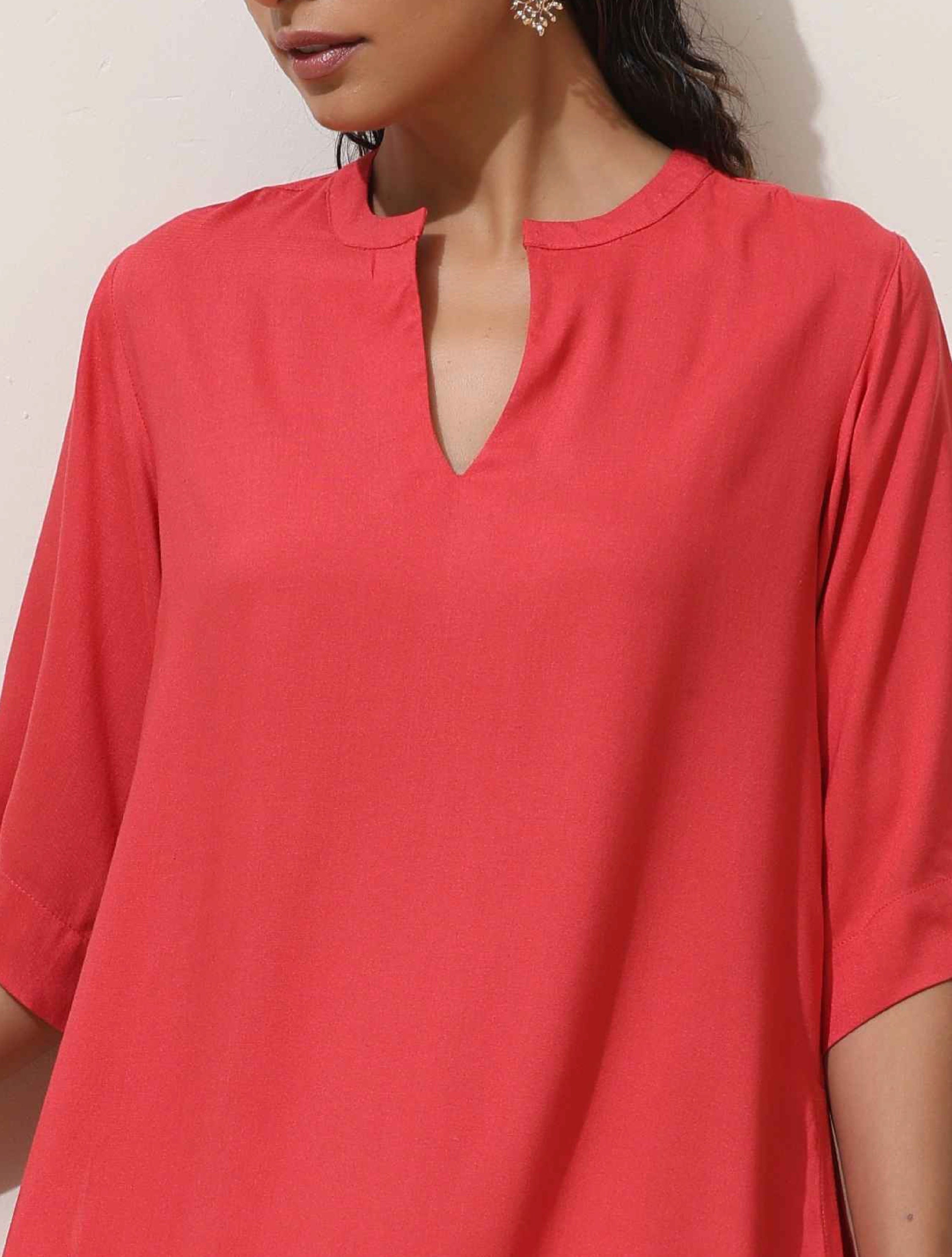 trueBrowns Coral Viscose Kurta Pant Set