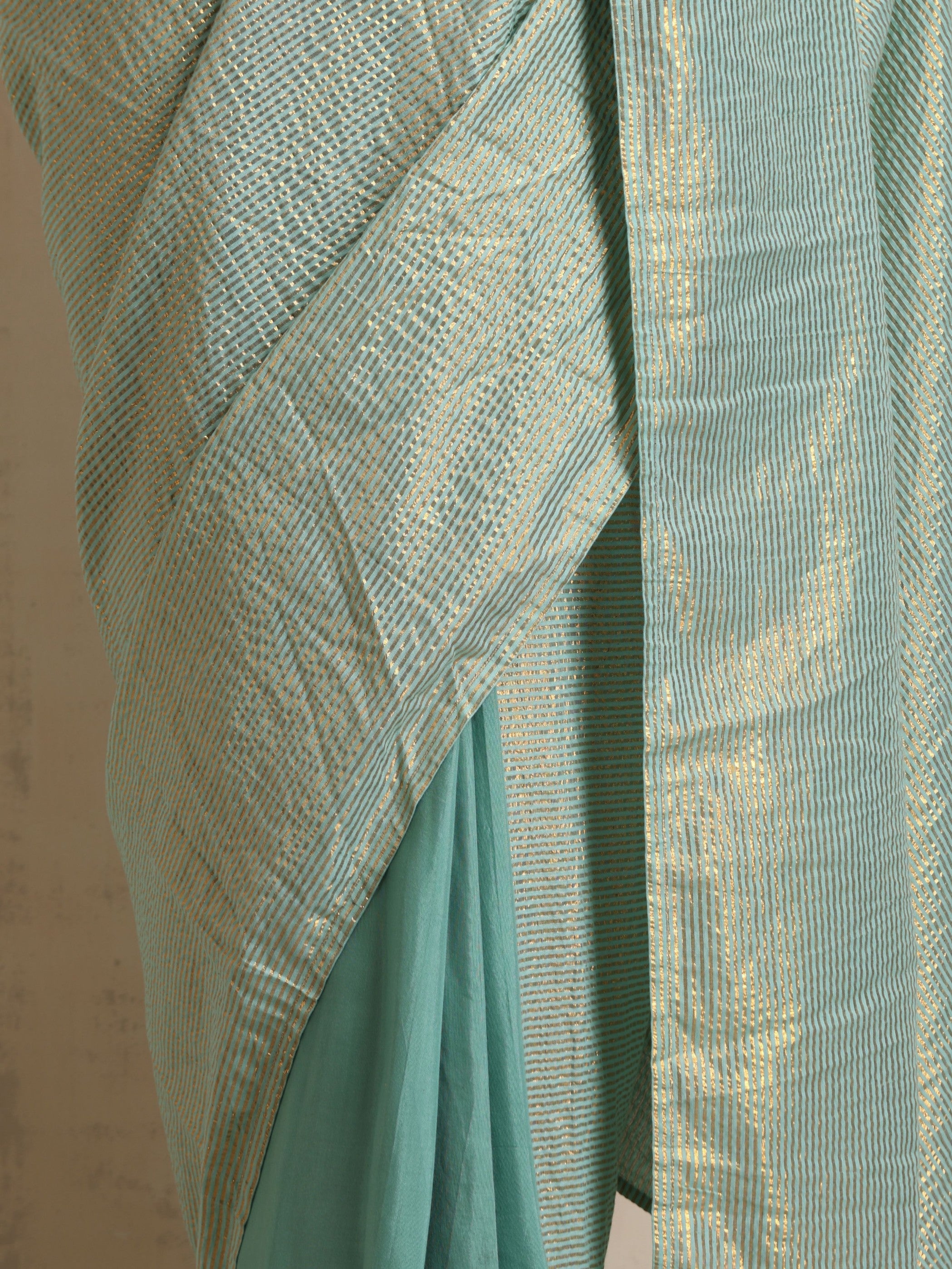 trueBrowns Blue Gold Lurex Ready To Wear Saree