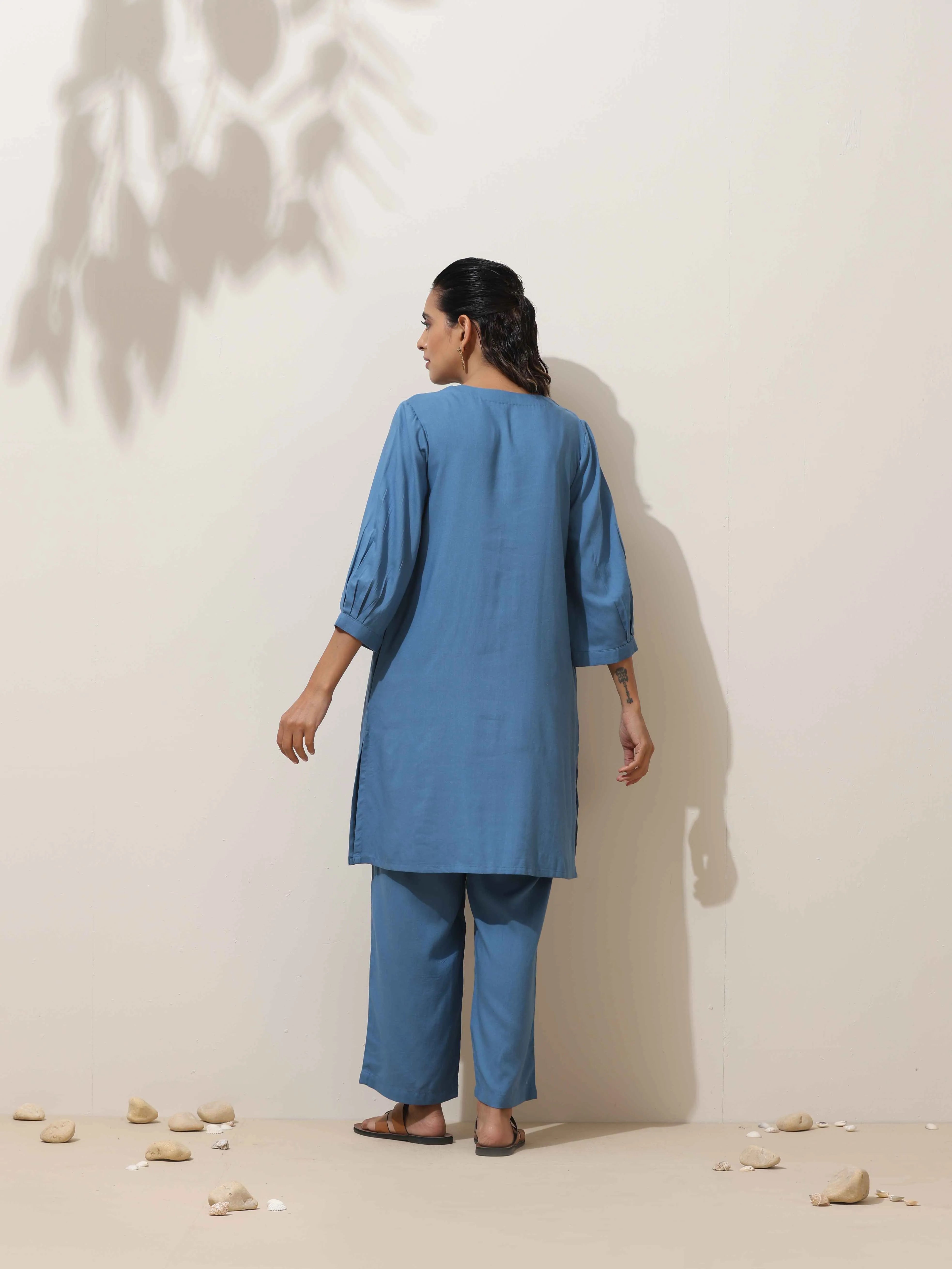 trueBrowns Blue Viscose Co-ord Set