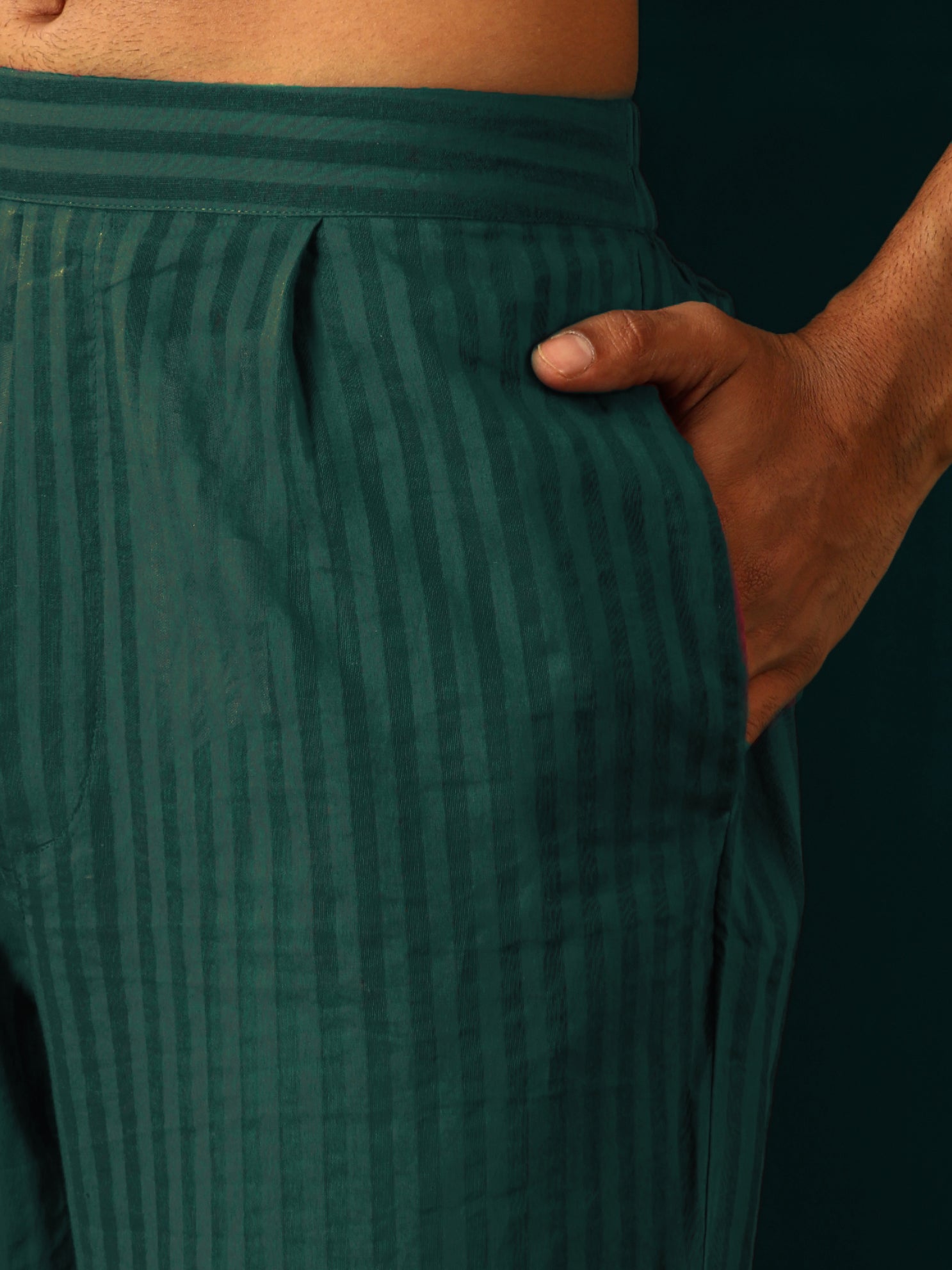 trueBrowns Men Turquoise Dobby Co-ord Set
