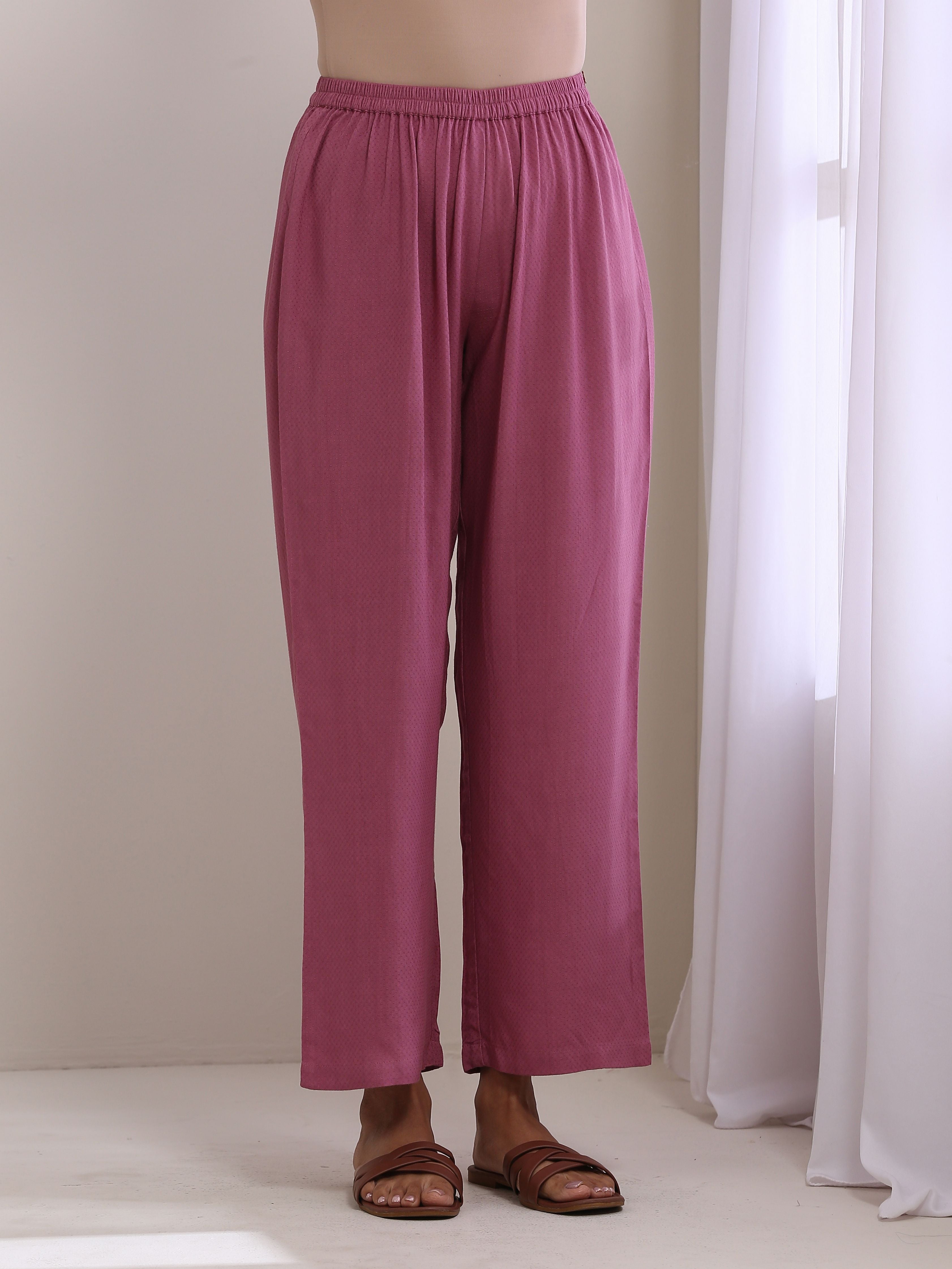 Onion Pink Dobby Anarkali Pant Set