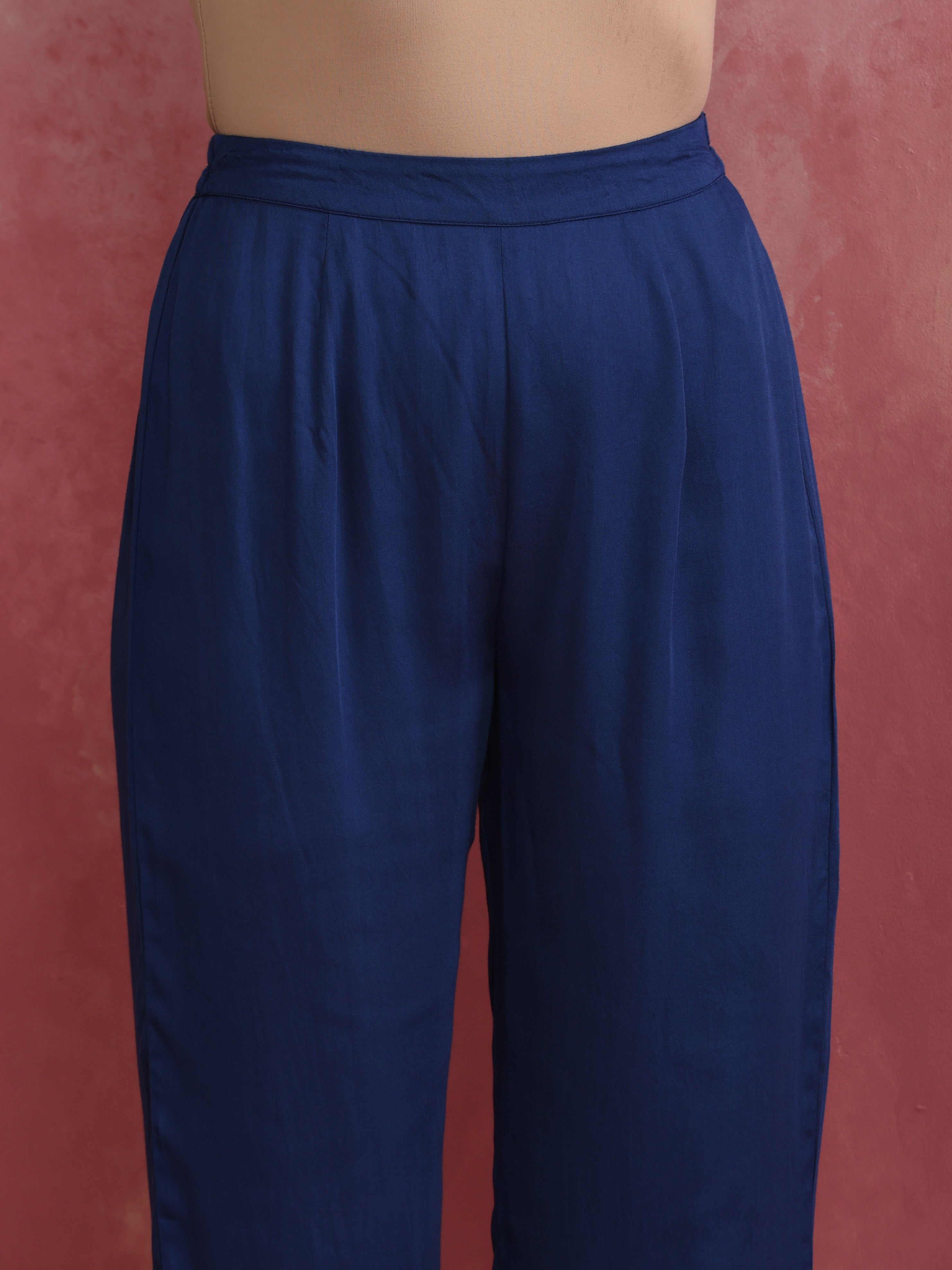 trueBrowns Blue Modal Front Slit Kurta set