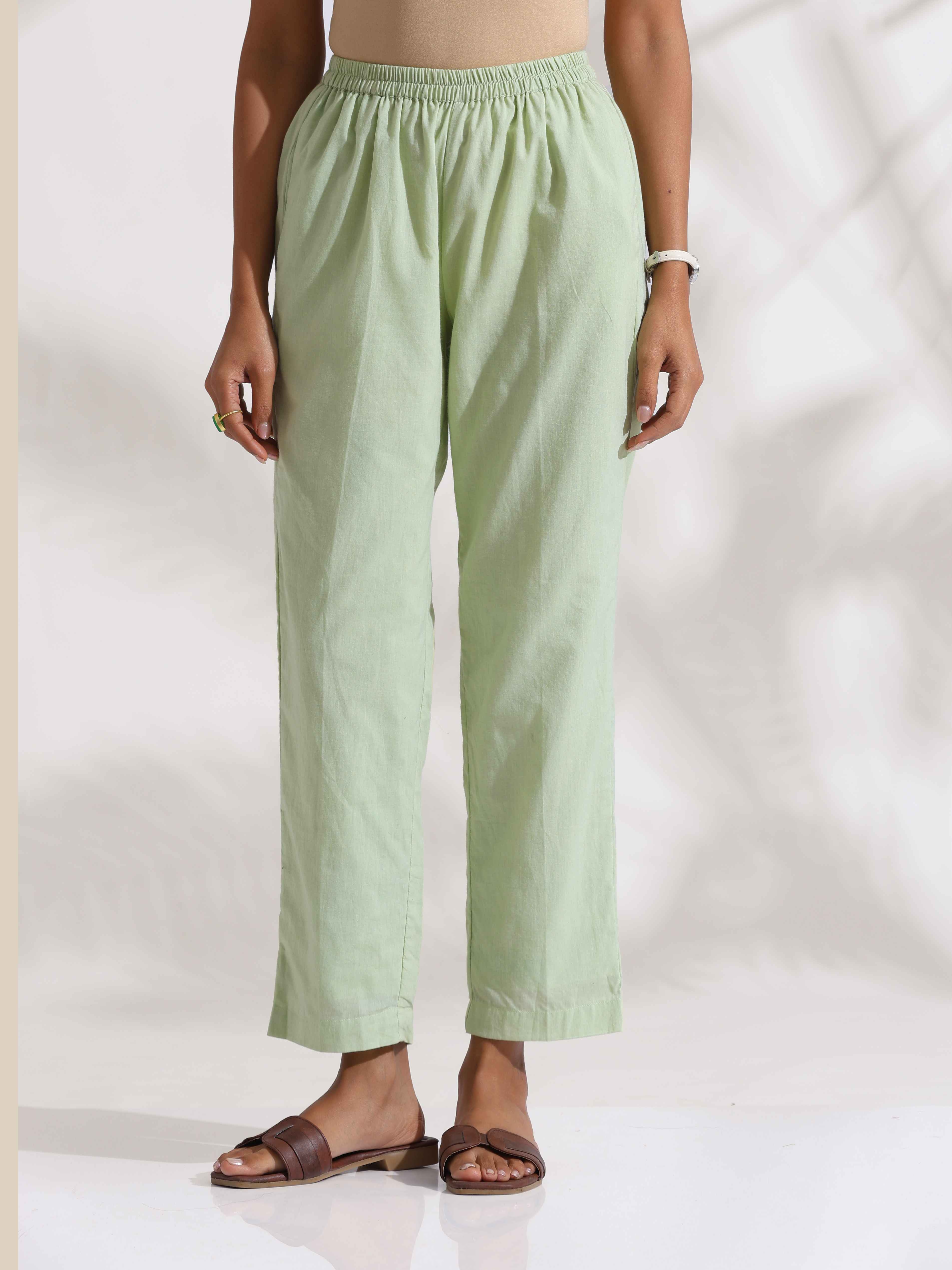 trueBrowns Green Cotton Floral Embroidered Co-ord Set