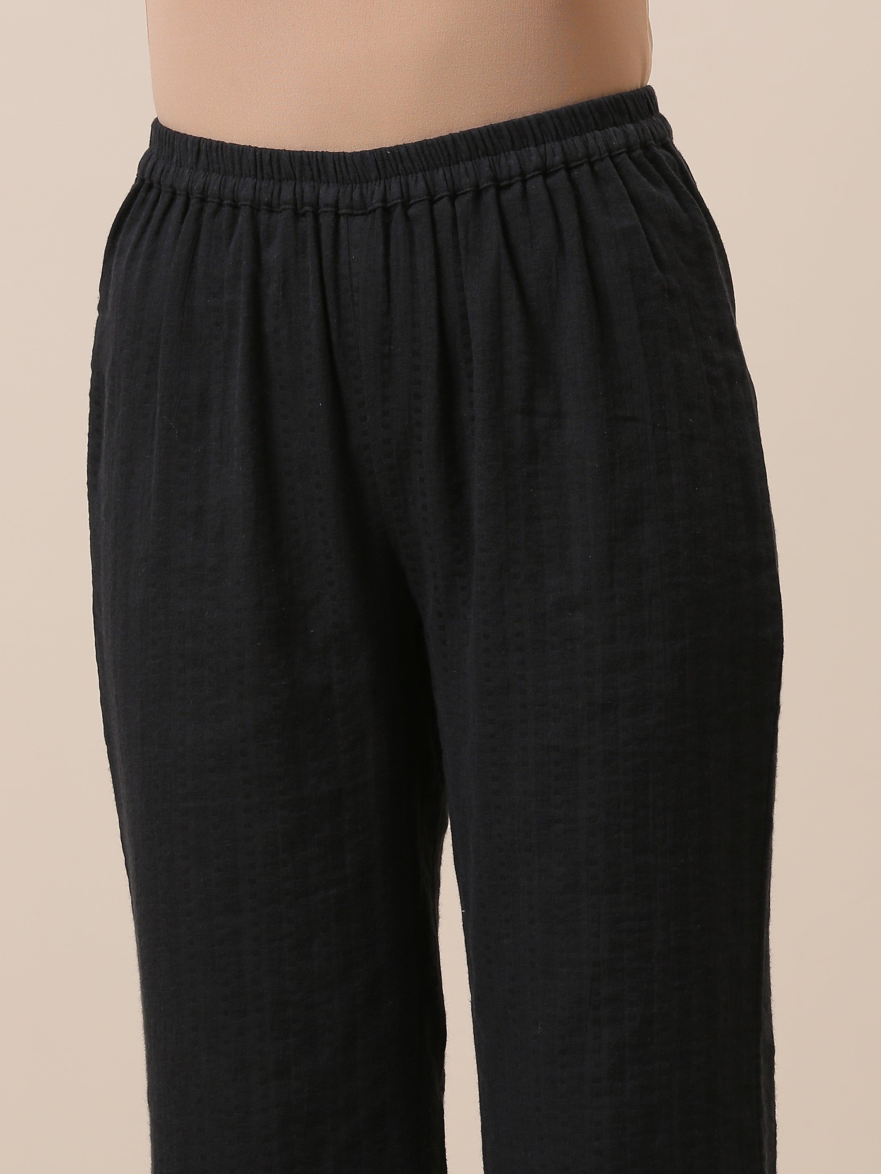 Cotton Black Collar Short Co-Ord Set - trueBrowns