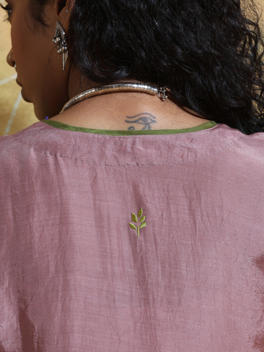 trueBrowns Lilac Muslin Silk Co-ord Set with Flared Pants