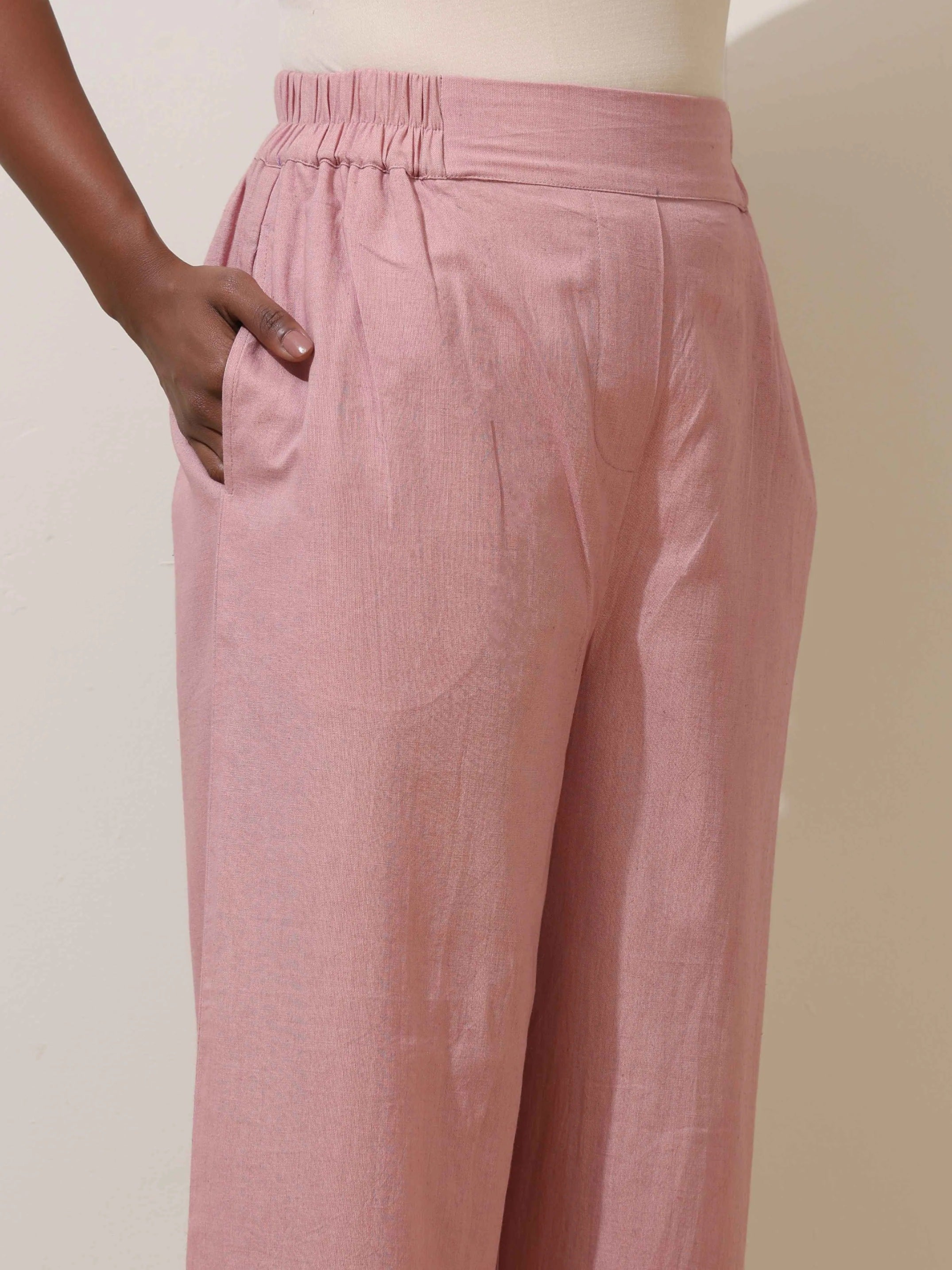 trueBrowns Pink Cotton Linen Co-Ord Set