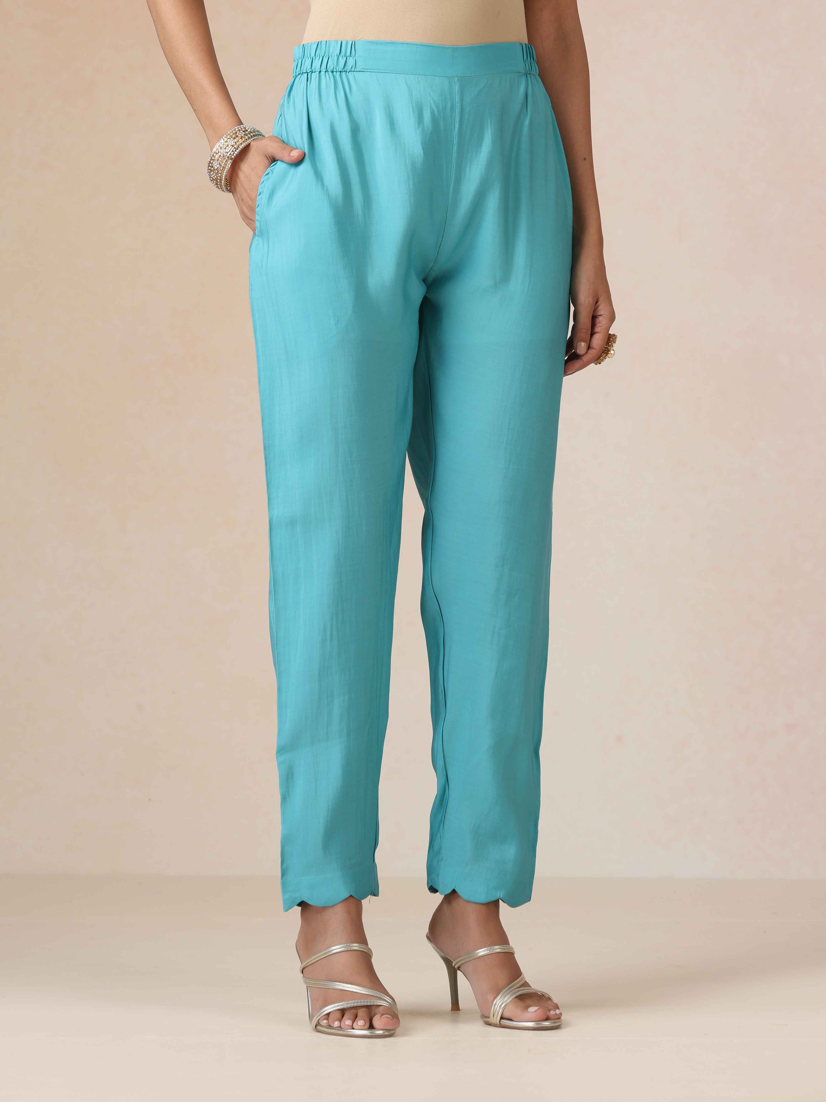 trueBrowns Blue Embroidered Kurta Pant Dupatta Set