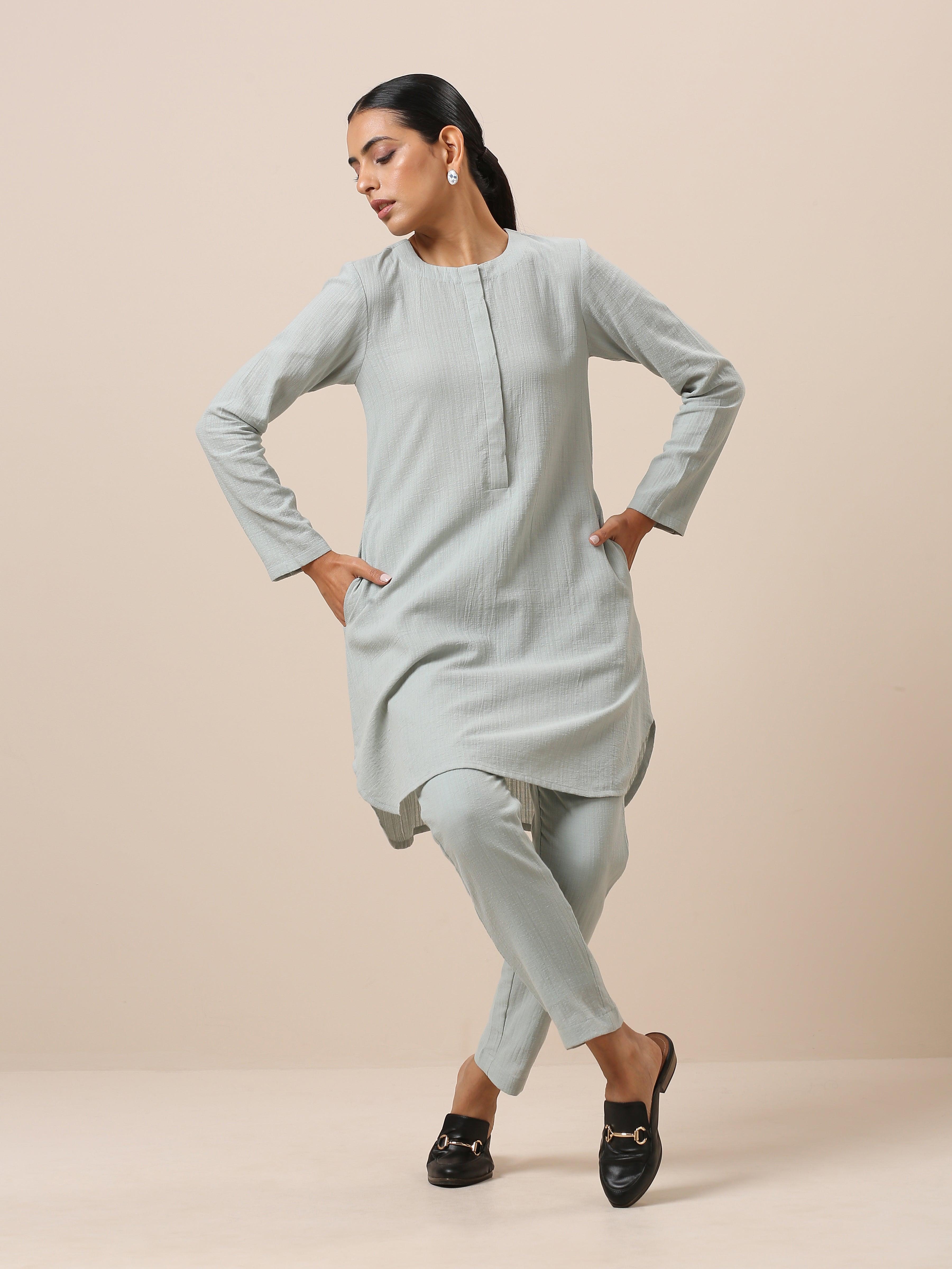 Cotton Pastel Blue Short Co-Ord Set - trueBrowns