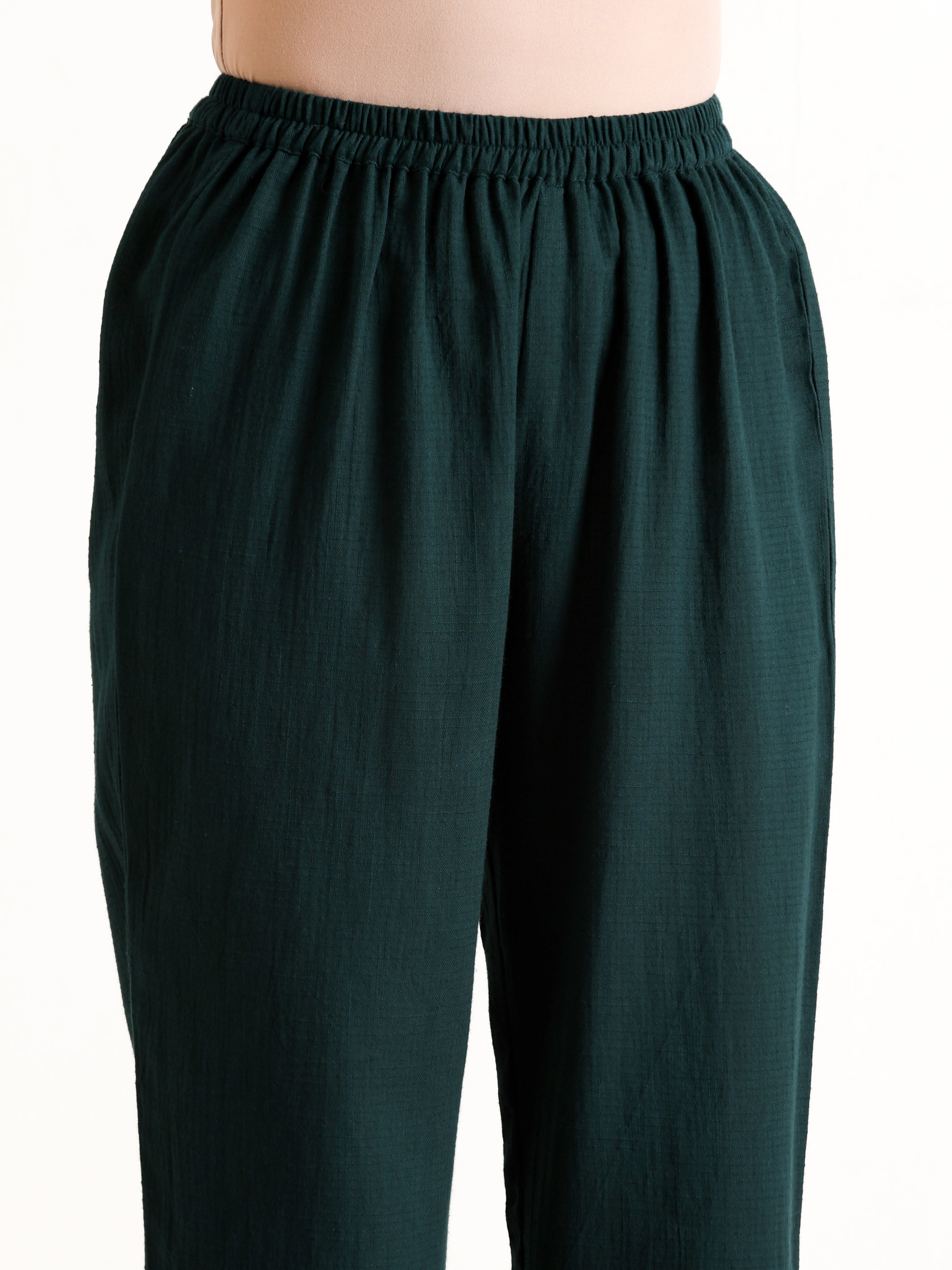 Dark Green Sleeveless Flared Kurta Pant Set