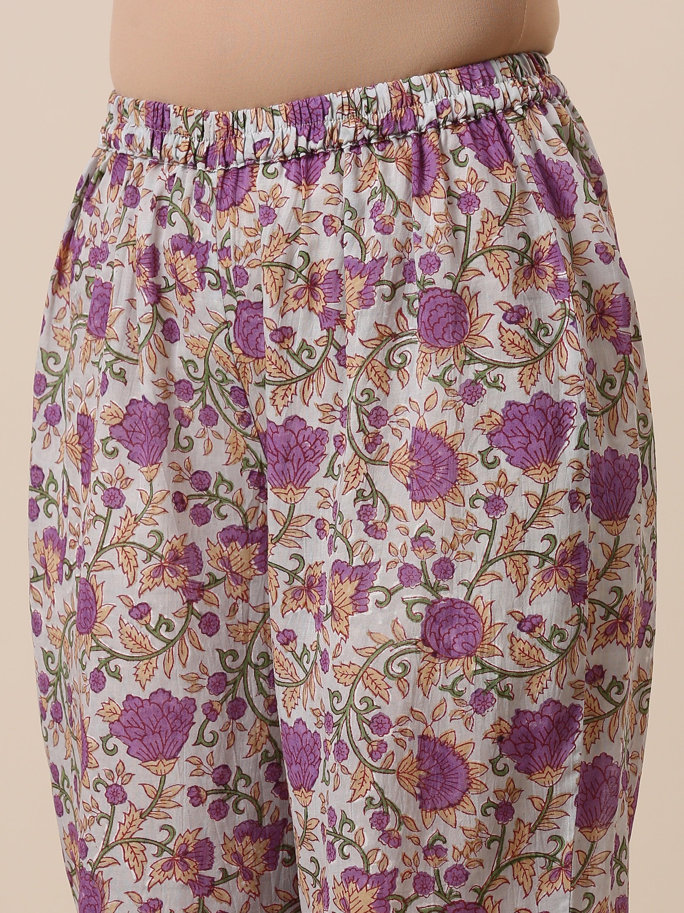Cotton Hand Block Printed Purple Co-Ord Set - trueBrowns