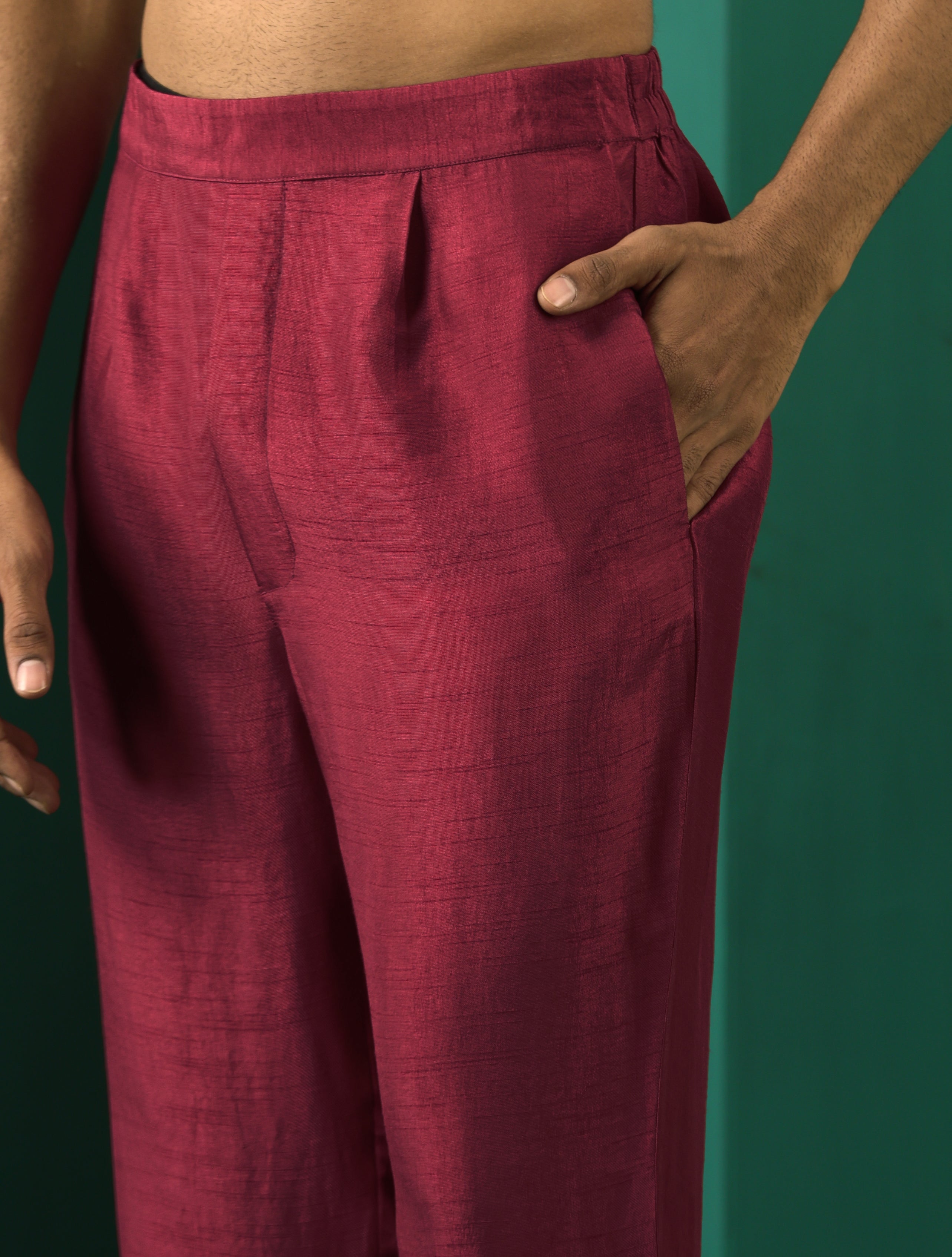 trueBrowns Men Purple Silk Co-ord Set