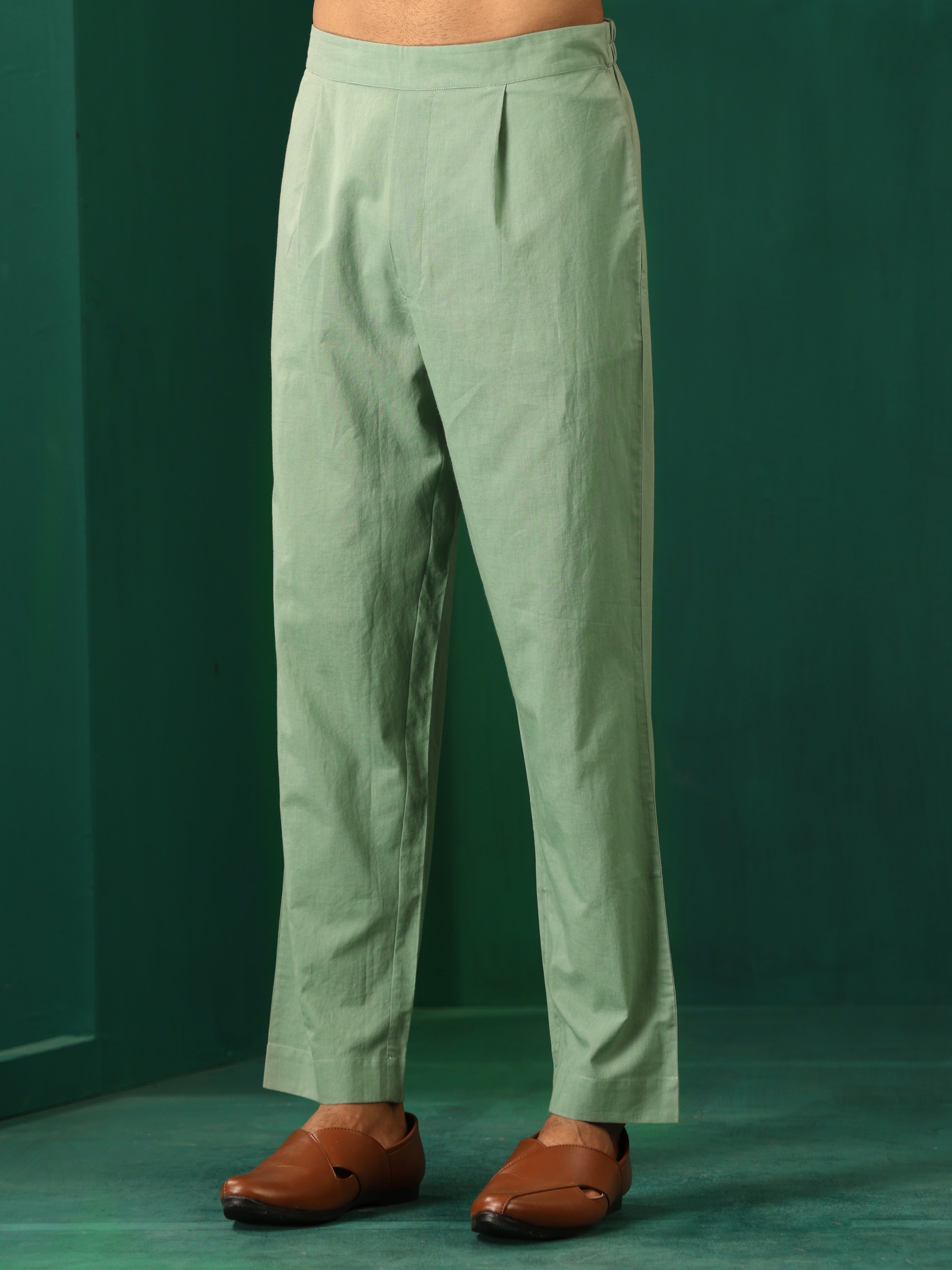 trueBrowns Men Mint Green Dobby Co-ord Set