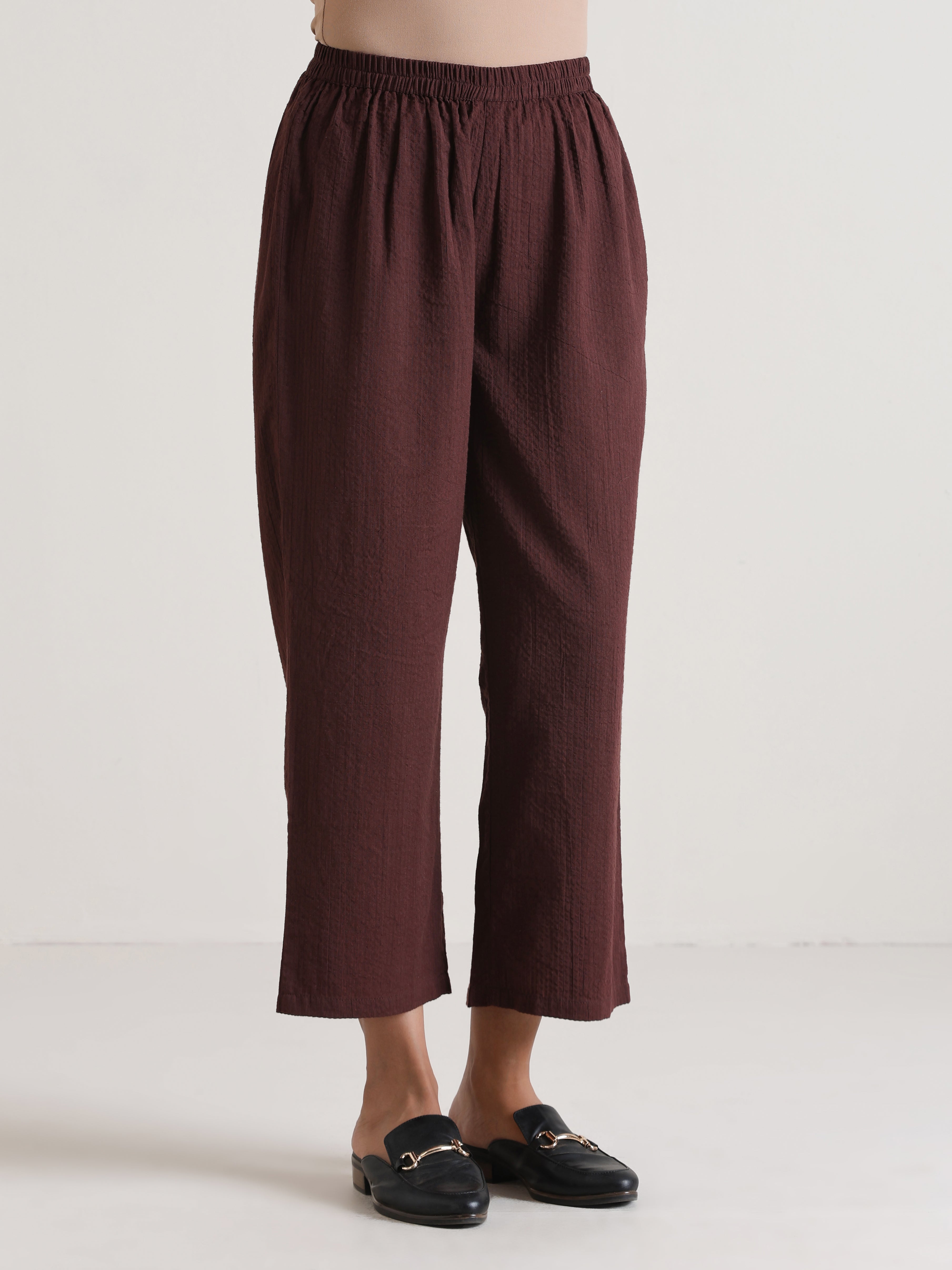Cola Brown Sleeveless Flared Kurta Pant Set