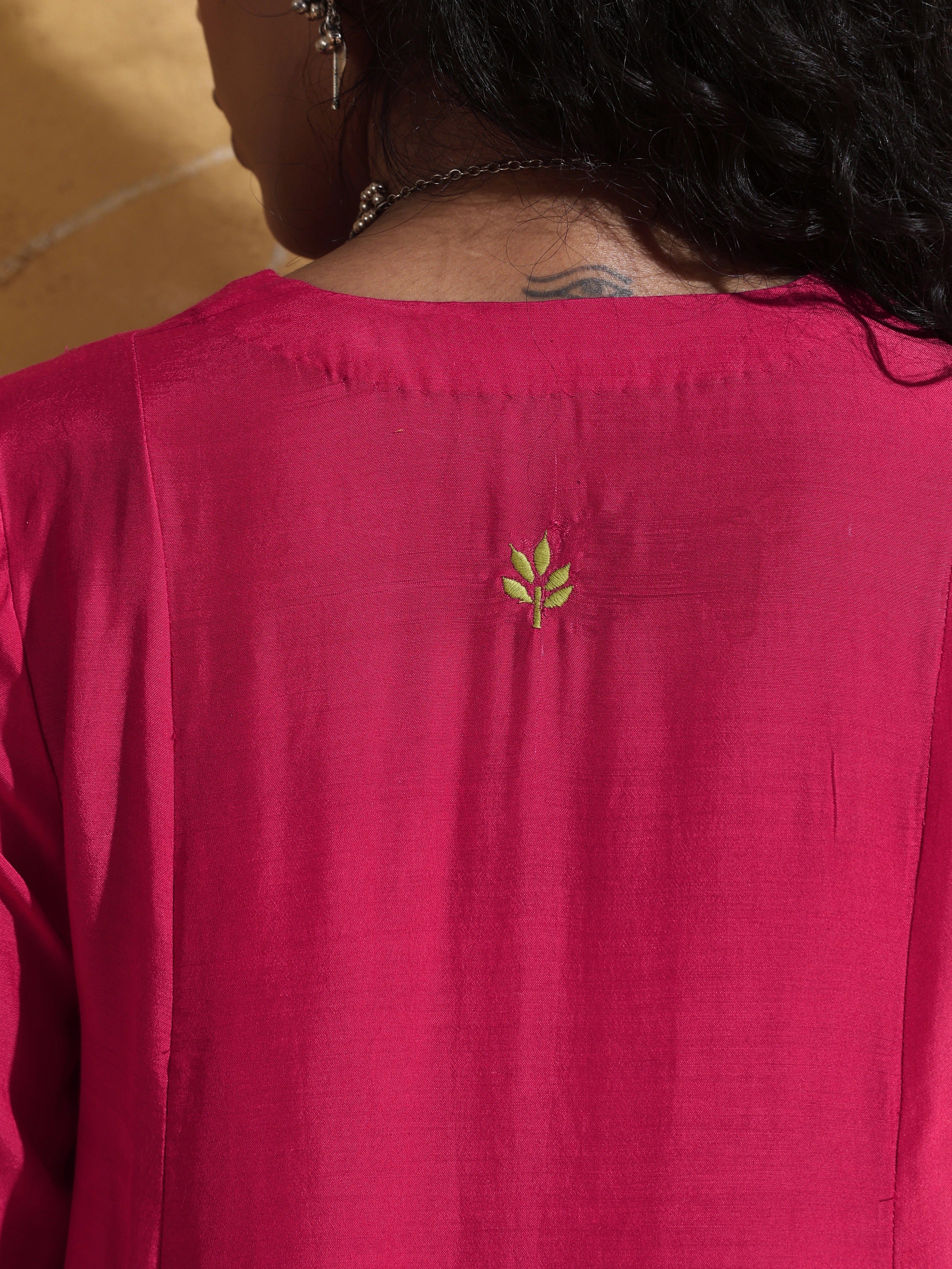 trueBrowns Pink Muslin Silk A-Line Kurta Co-ord Set