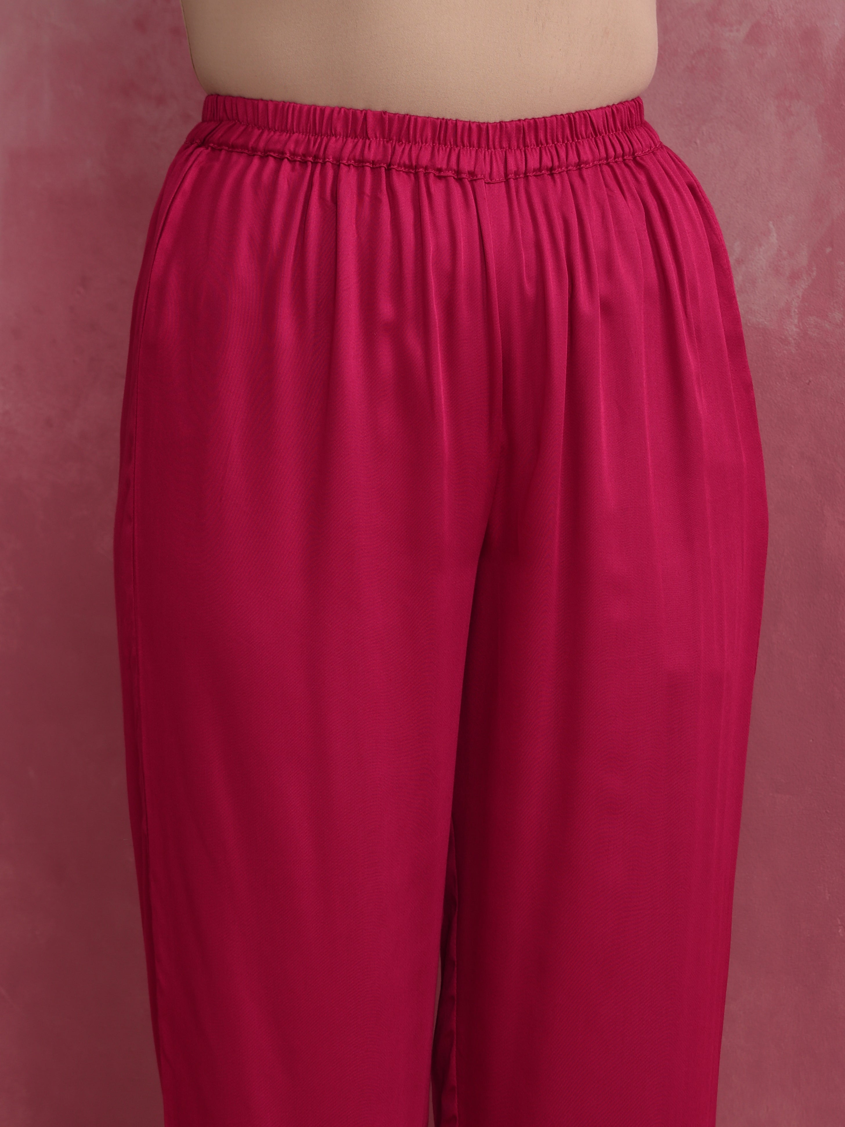 trueBrowns Magenta Highlow Modal Kurta Set