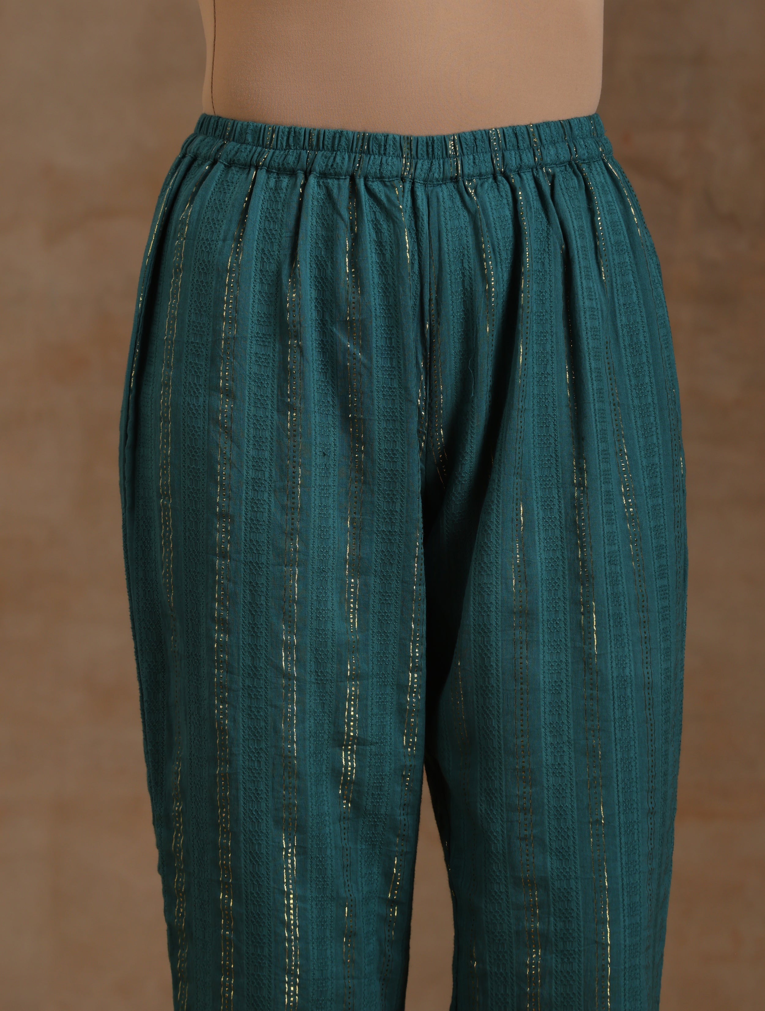 Deep Sea Gold Cotton Relaxed High-Low Kurta Set